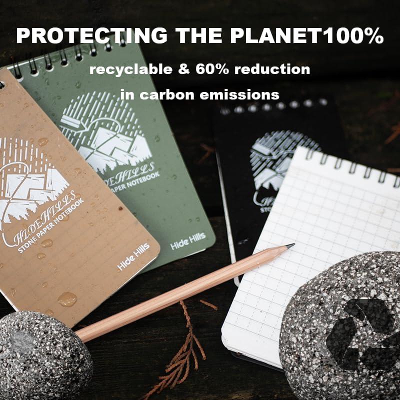 Cuaderno Impermeable Hide Hills 3x5 Pulgadas Negro Paquete 6