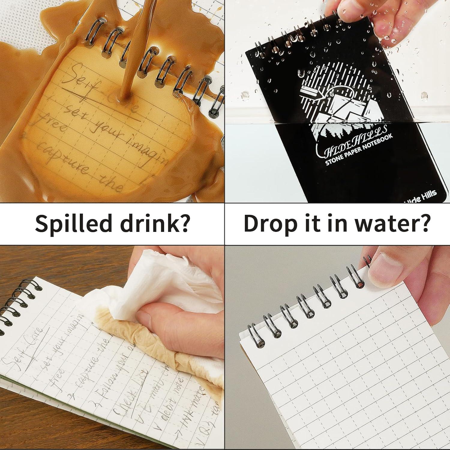 Cuaderno Impermeable Hide Hills 3x5 Pulgadas Negro Paquete 6