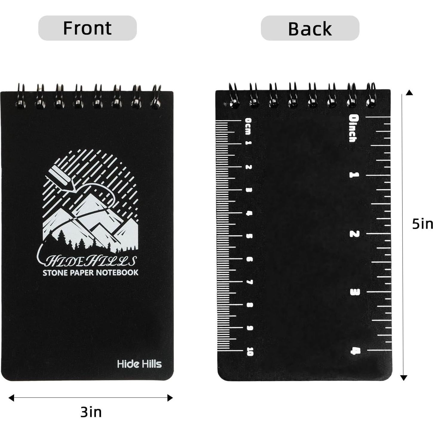 Cuaderno Impermeable Hide Hills 3x5 Pulgadas Negro Paquete 6