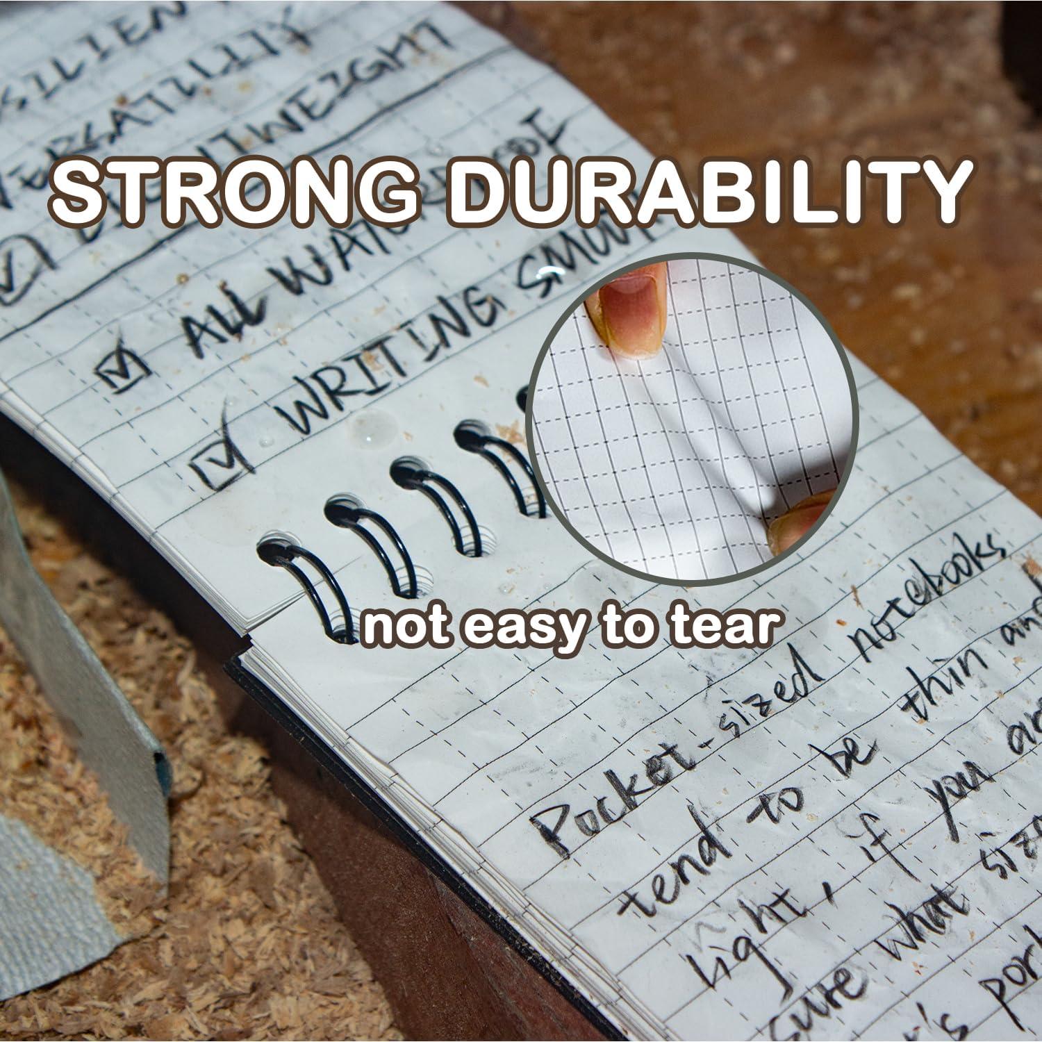 Cuaderno Impermeable Hide Hills 3x5 Pulgadas Negro Paquete 6