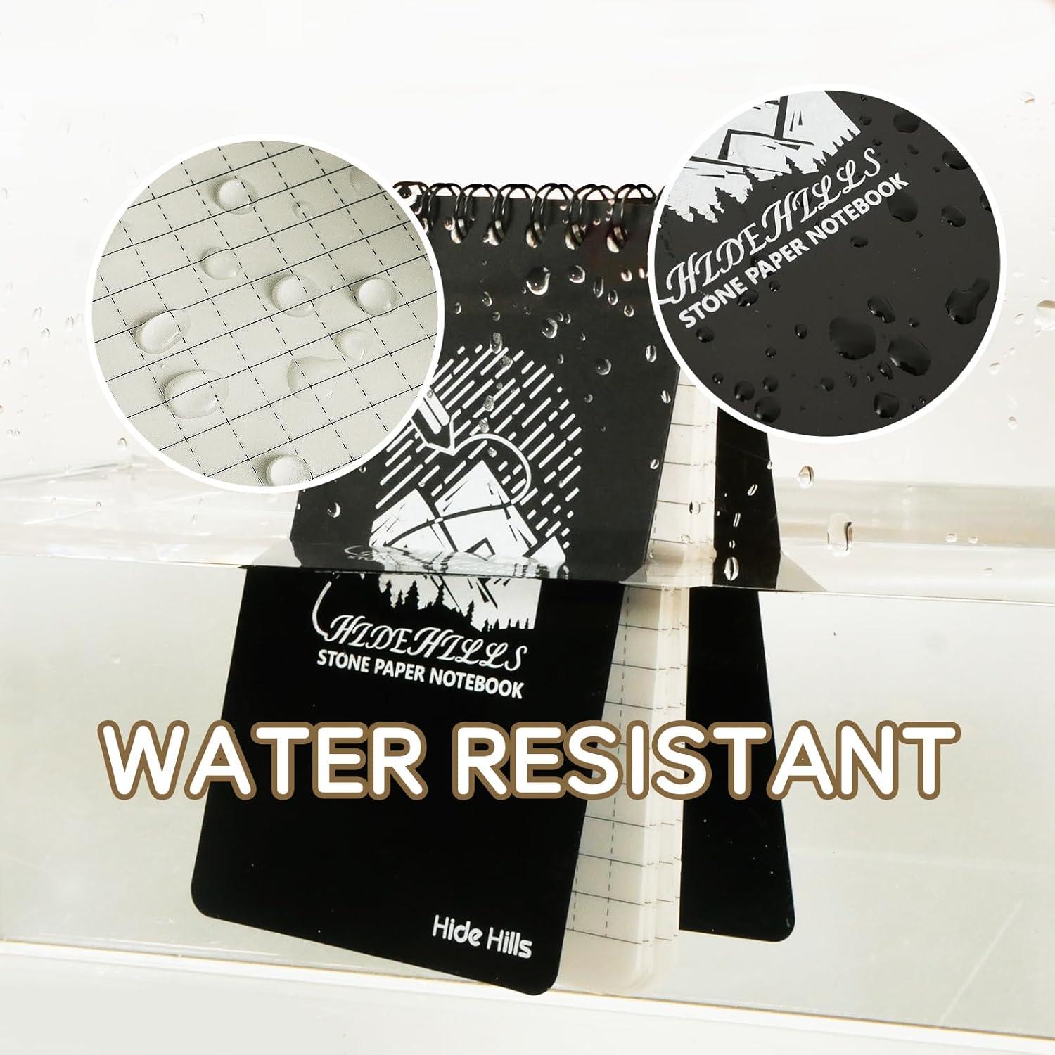 Cuaderno Impermeable Hide Hills 3x5 Pulgadas Negro Paquete 6