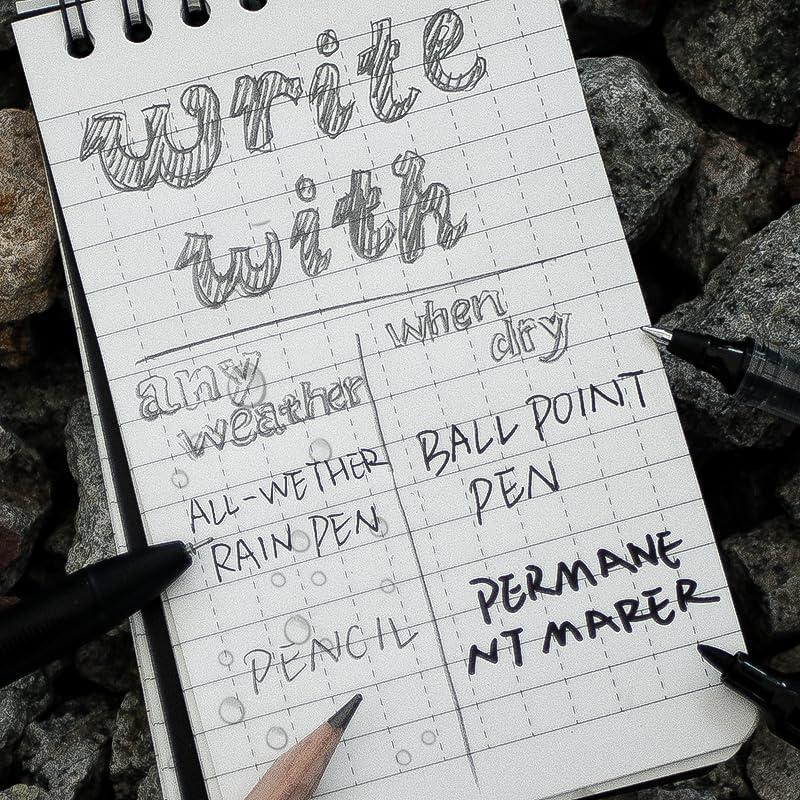 Cuaderno Impermeable Hide Hills 3x5 Pulgadas Negro Paquete 6