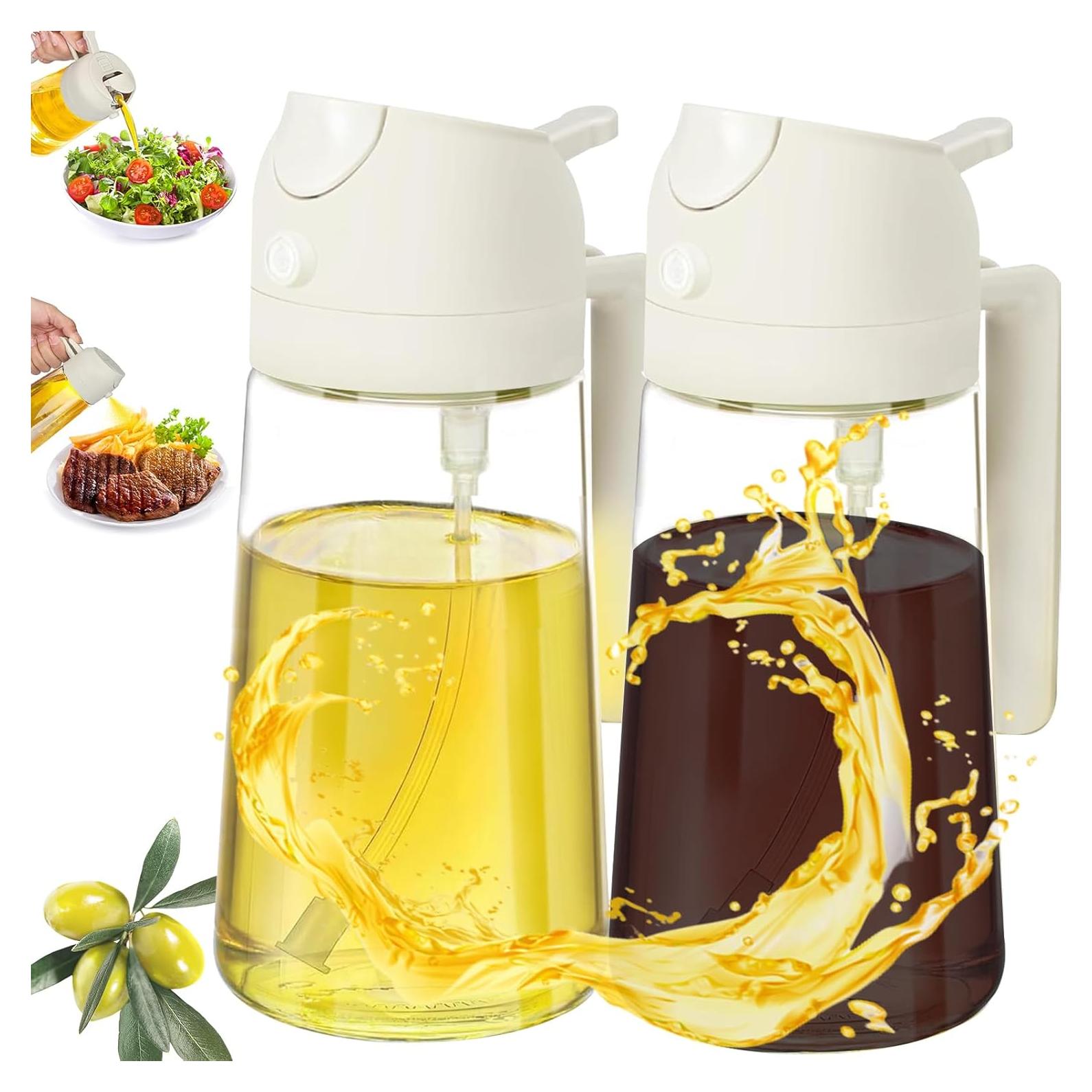 Rociador de Aceite 2 en 1 Reluhe, Vidrio 473 ml, 2 Pack
