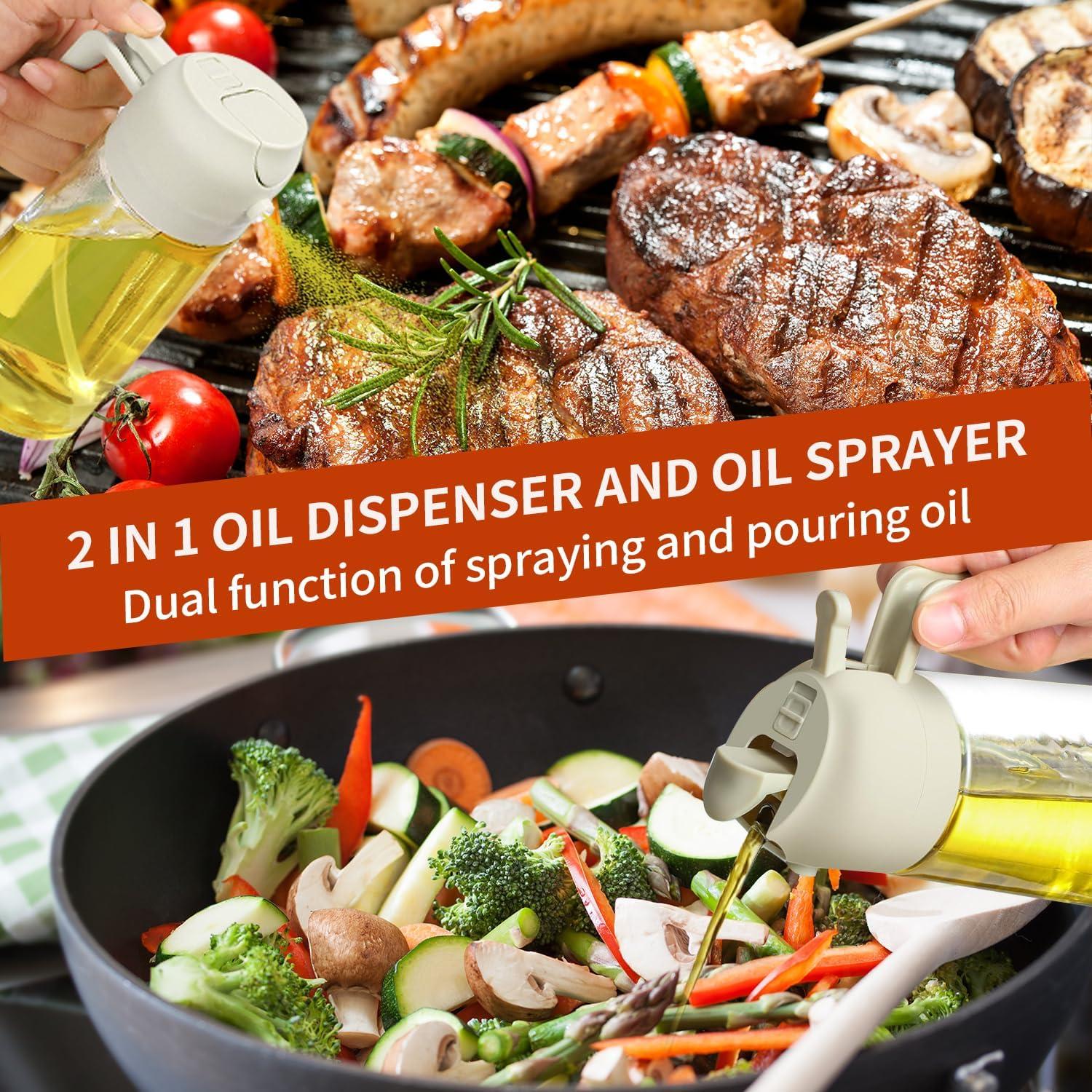 Rociador de Aceite 2 en 1 Reluhe, Vidrio 473 ml, 2 Pack