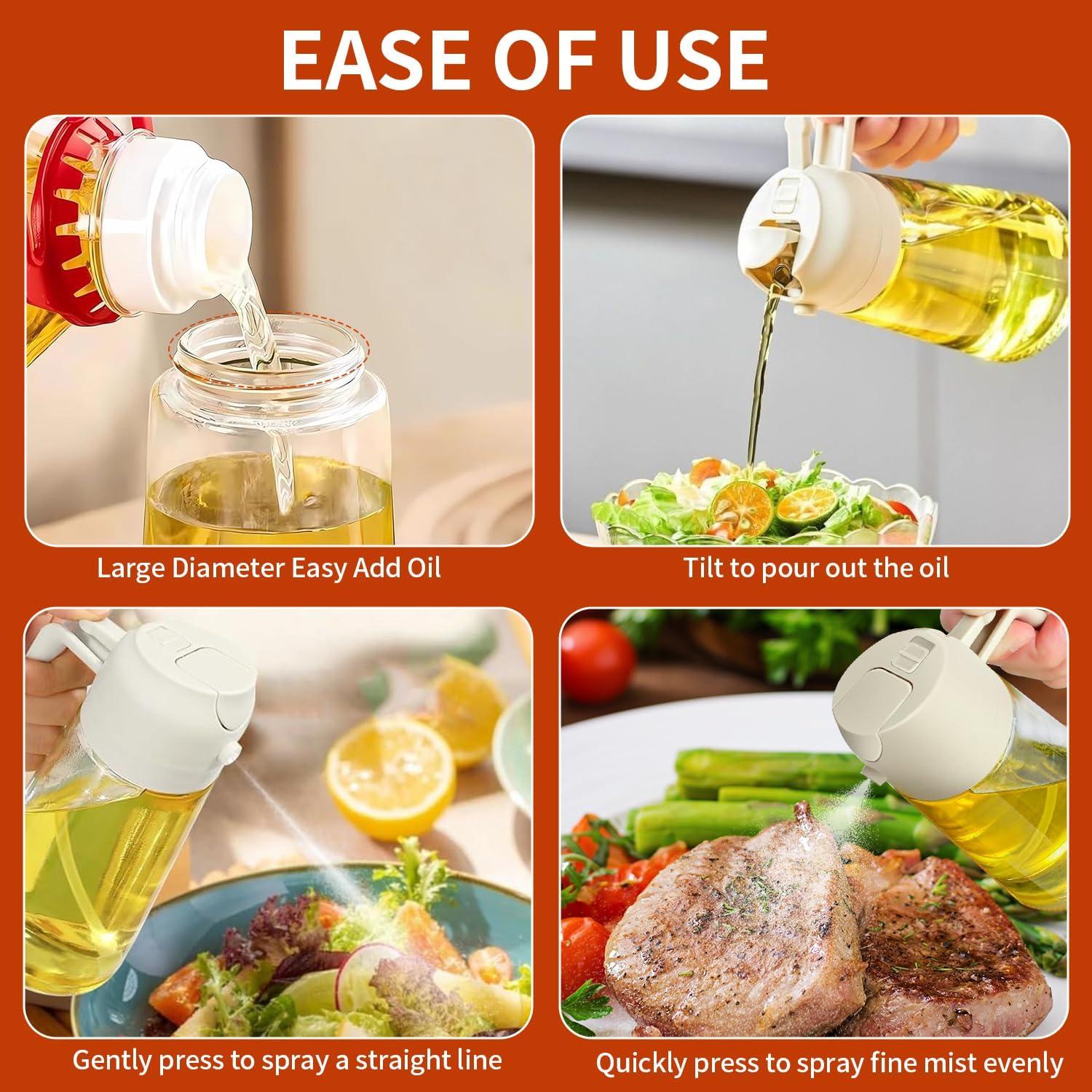 Rociador de Aceite 2 en 1 Reluhe, Vidrio 473 ml, 2 Pack