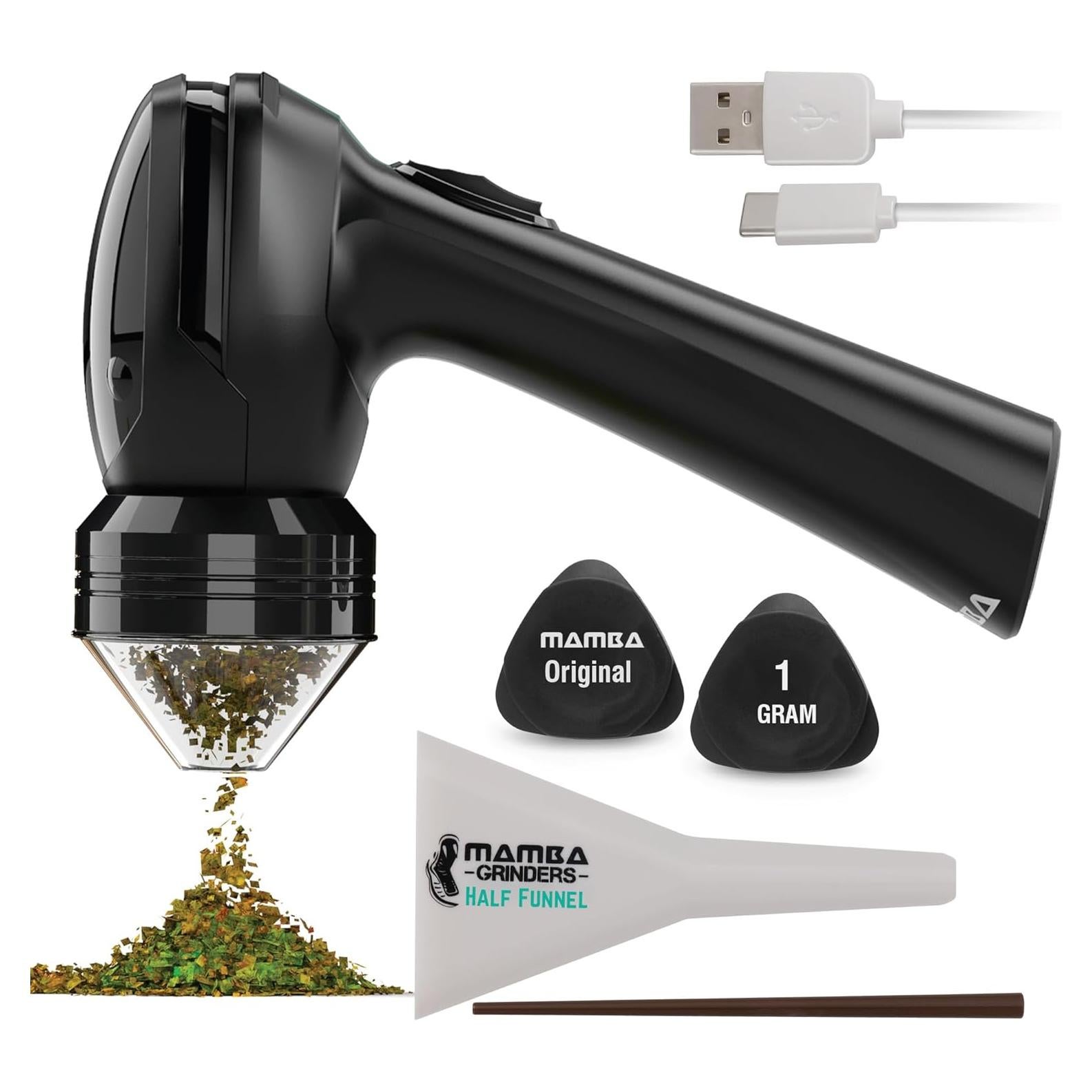 Molinillo Eléctrico de Hierbas Mamba V2 1g Negro Automático