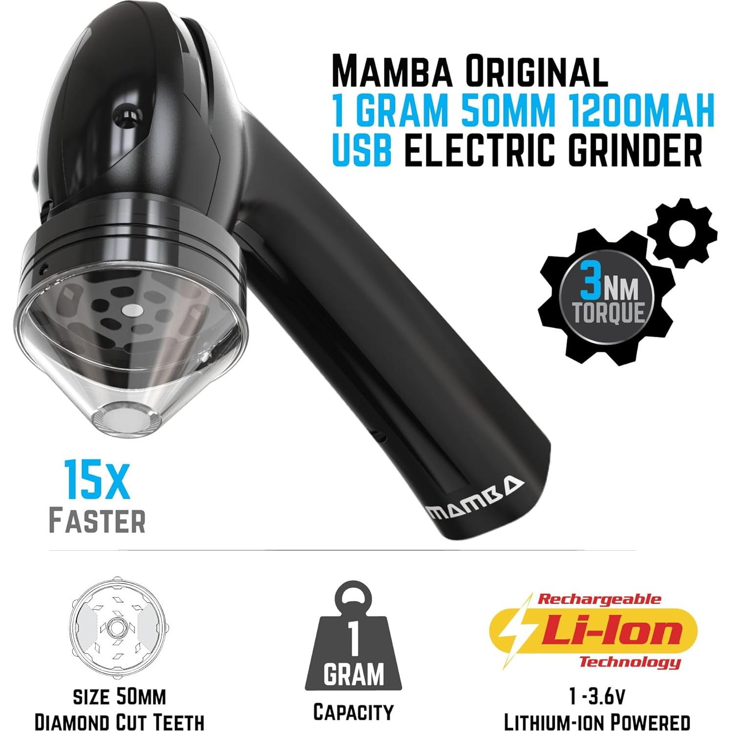 Molinillo Eléctrico de Hierbas Mamba V2 1g Negro Automático