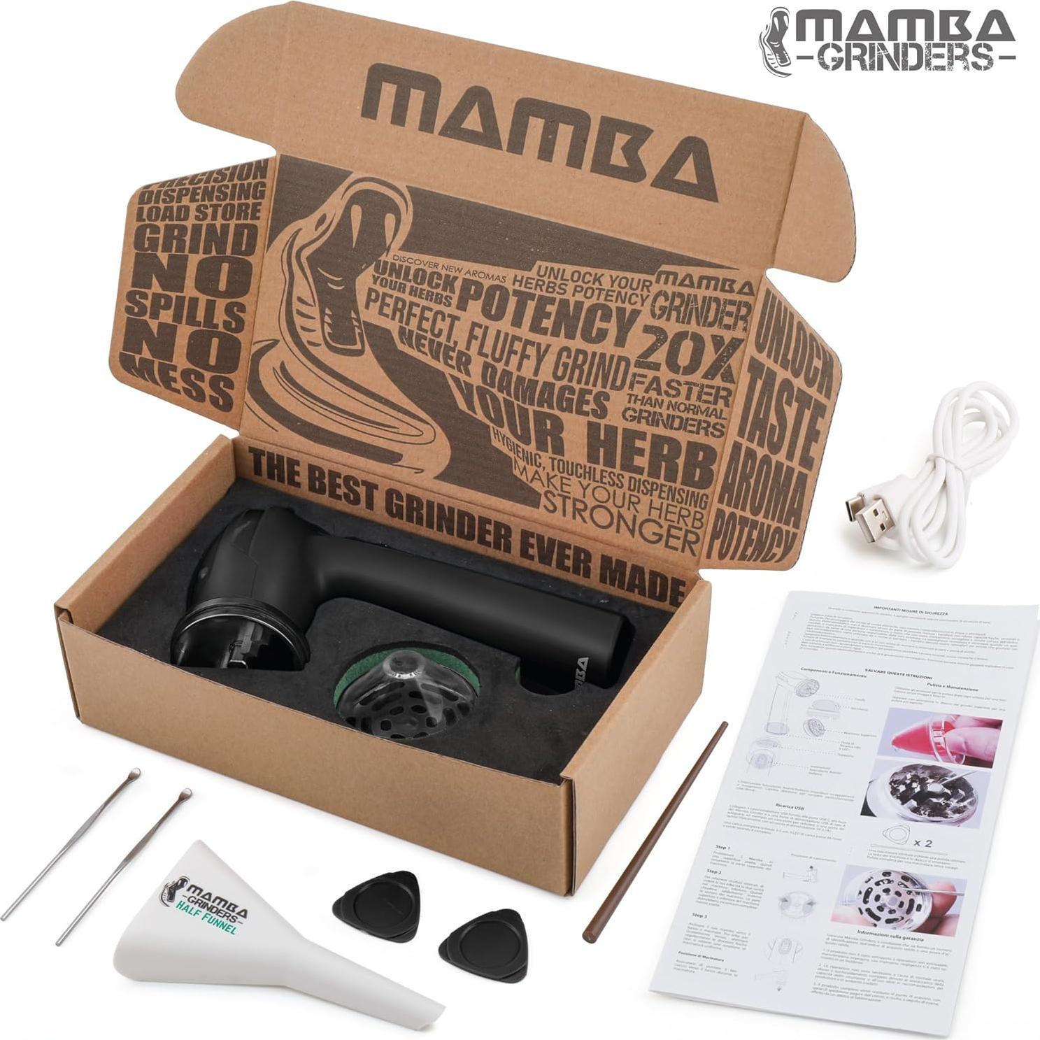 Molinillo Eléctrico de Hierbas Mamba V2 1g Negro Automático