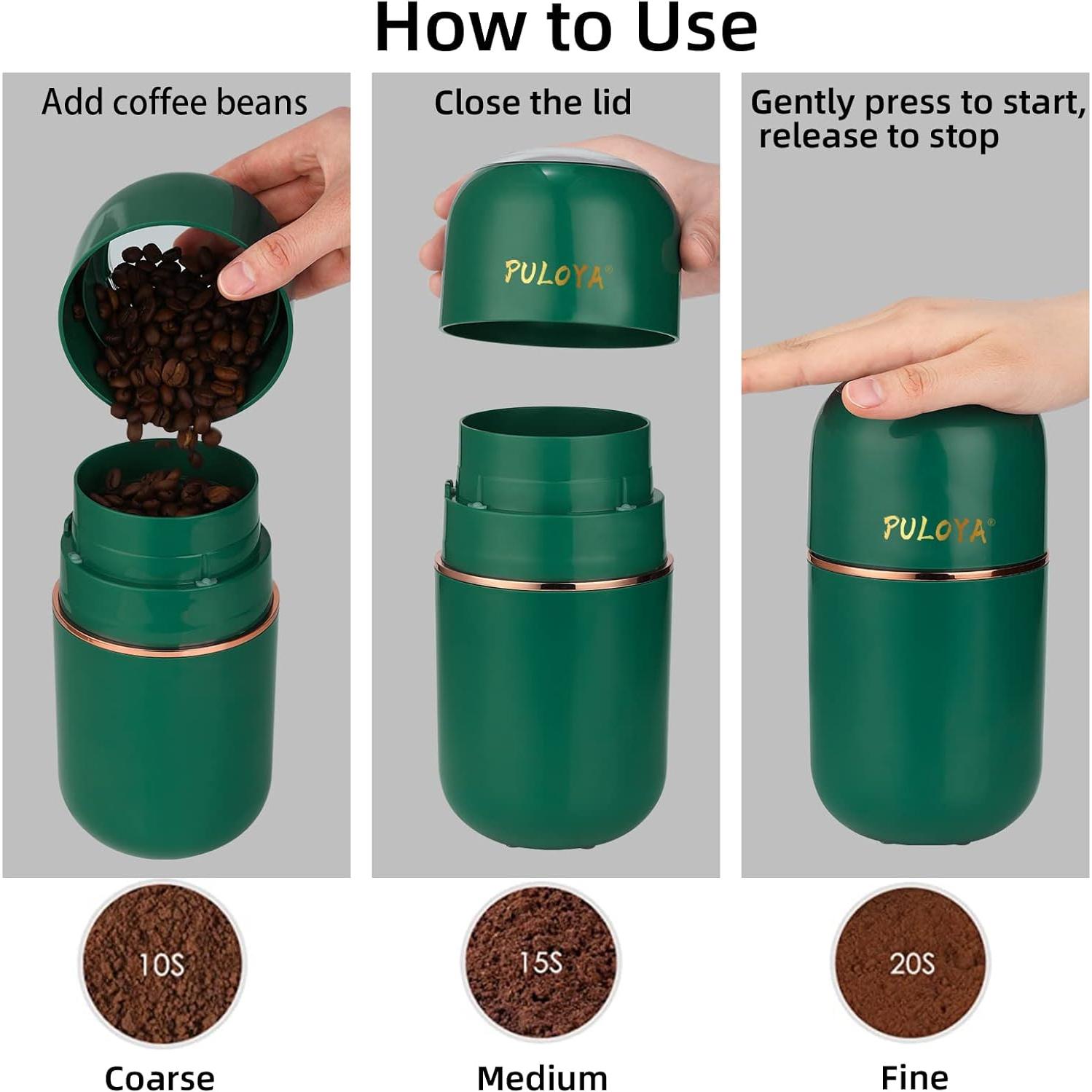 Molino de café eléctrico Puloya 200W 79.4g verde