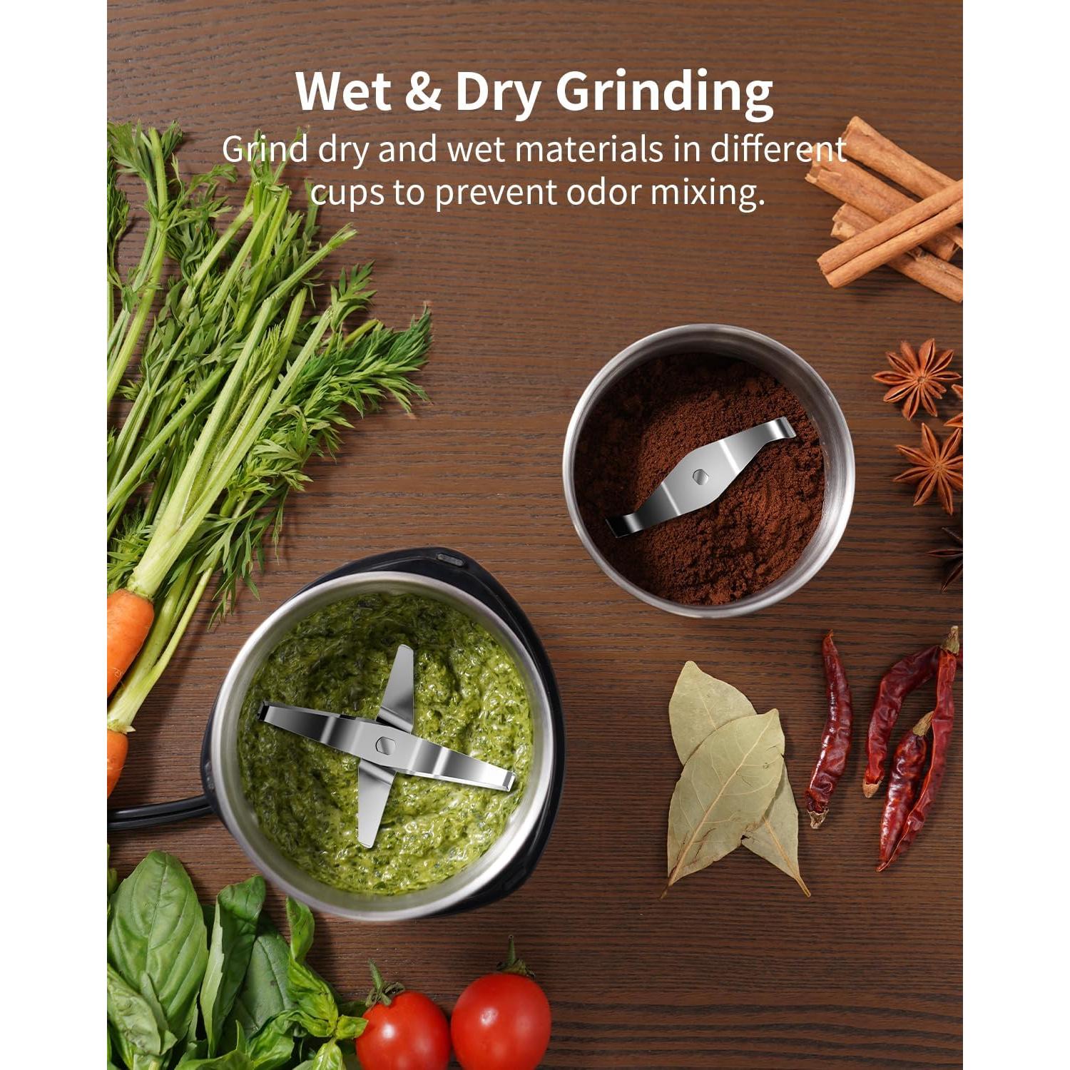 Molino de Café Eléctrico SHARDOR con 2 Tazones de Acero Inoxidable