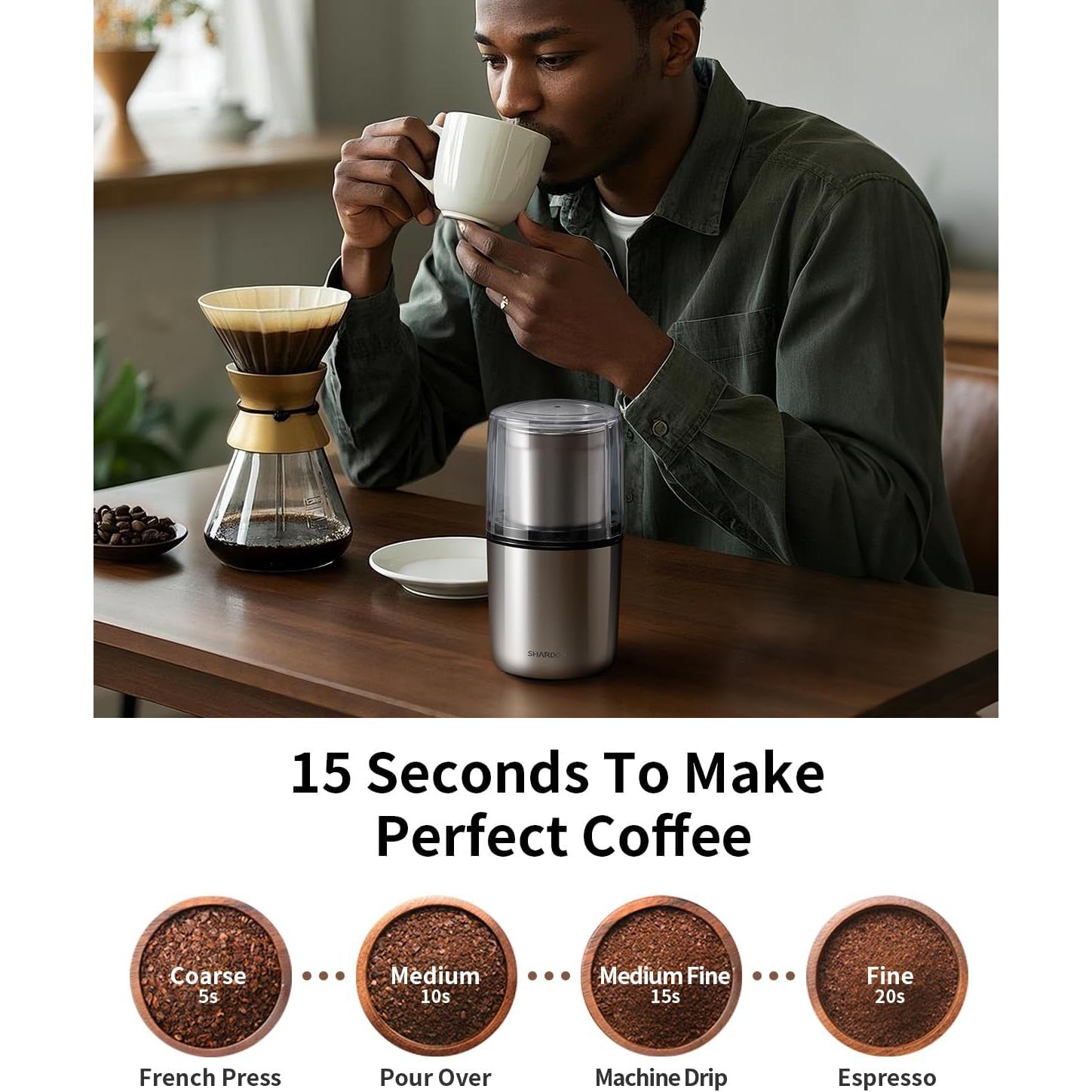 Molino de Café Eléctrico SHARDOR con 2 Tazones de Acero Inoxidable