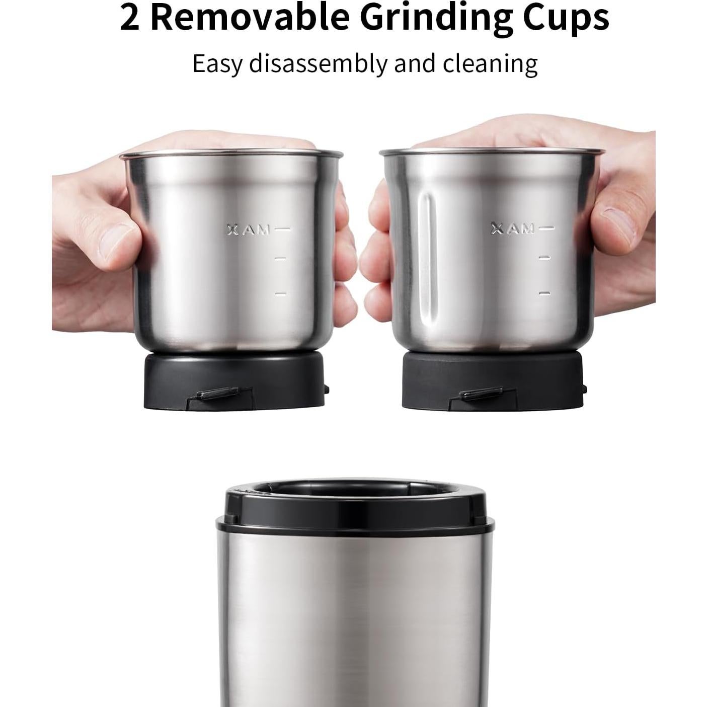 Molino de Café Eléctrico SHARDOR con 2 Tazones de Acero Inoxidable