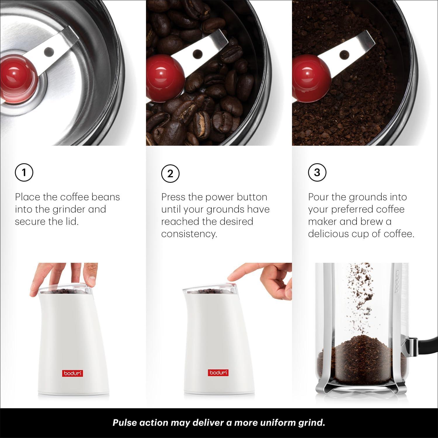 Molinillo Eléctrico de Café Bodum C-Mill Blanco 45g Acero Inoxidable