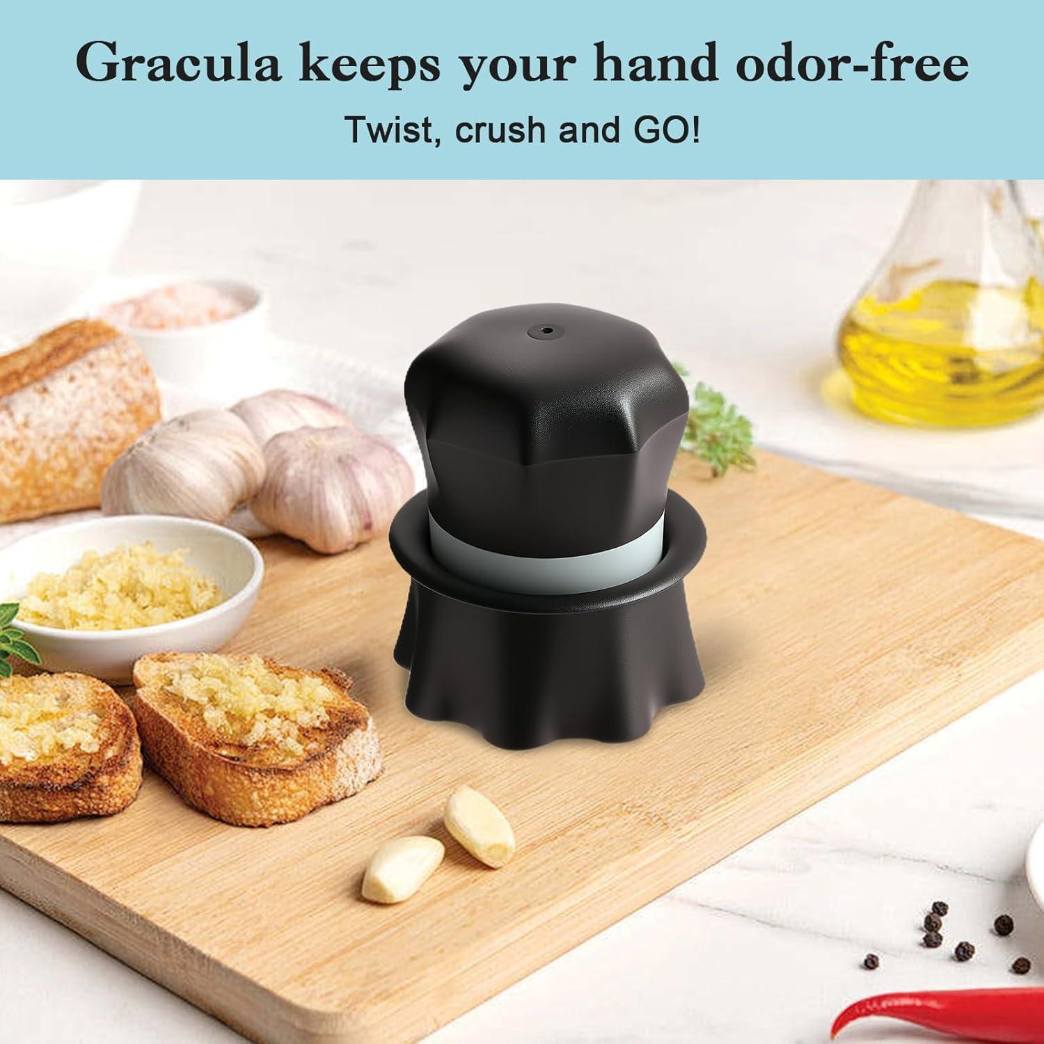 Prensador de Ajo Bxgnip con Pelador y Raspador - Negro/Blanco