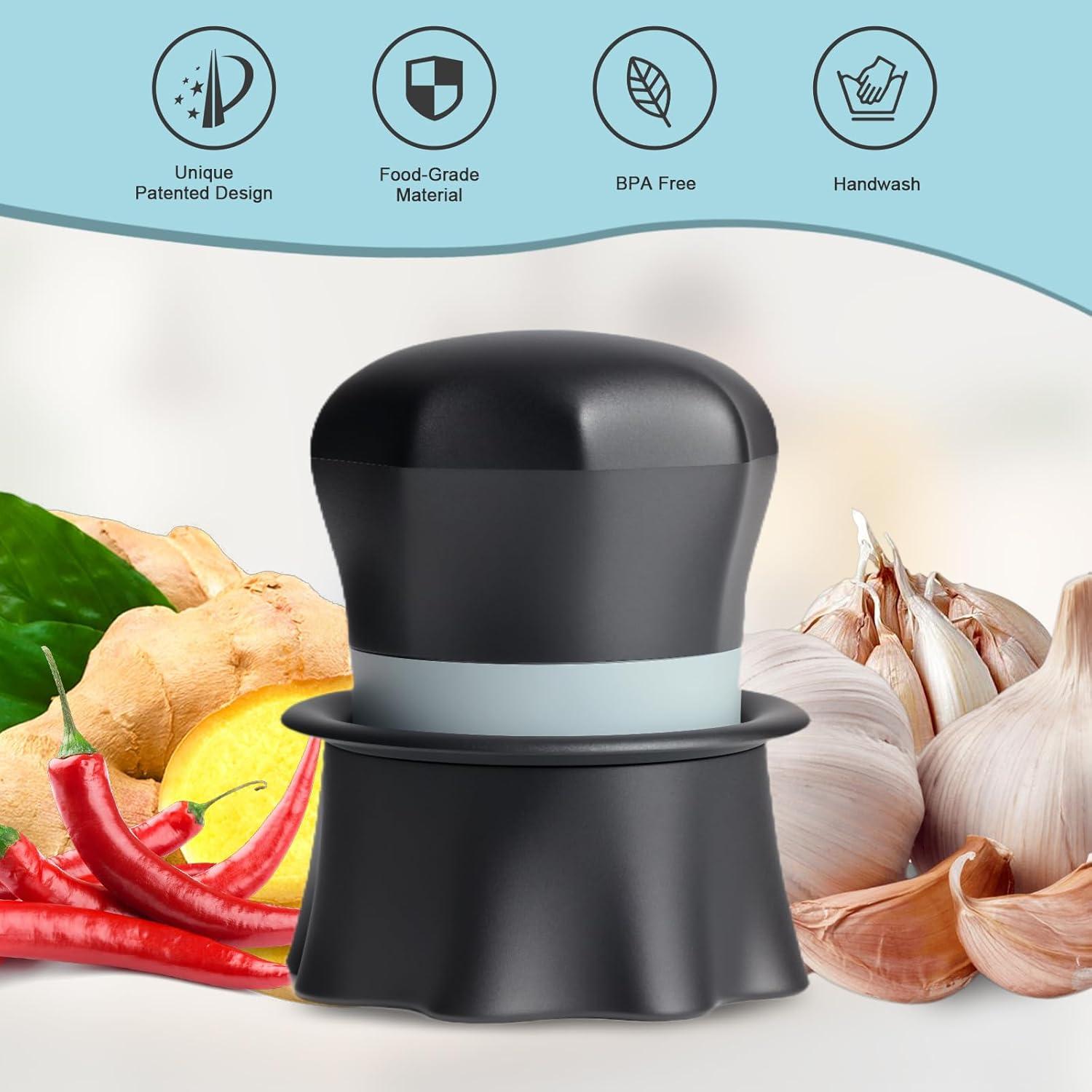 Prensador de Ajo Bxgnip con Pelador y Raspador - Negro/Blanco