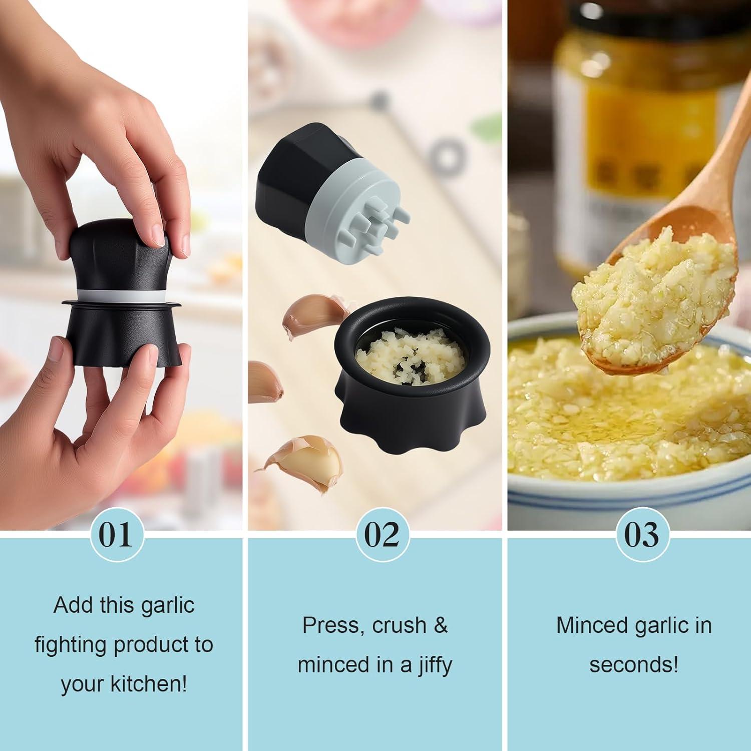 Prensador de Ajo Bxgnip con Pelador y Raspador - Negro/Blanco