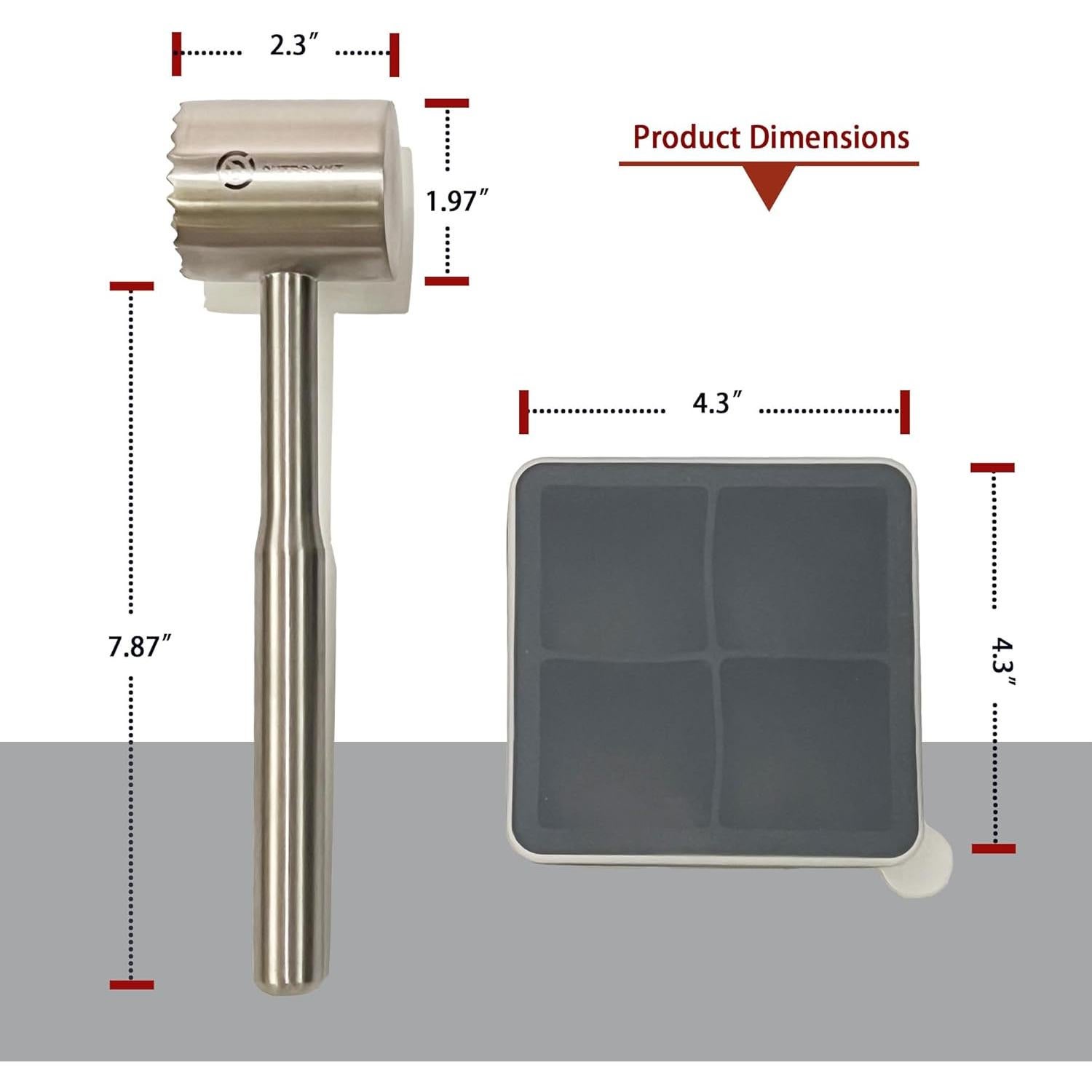 Martillo Aplanador de Carne Outdo.MXT Acero Inoxidable 24.4 cm