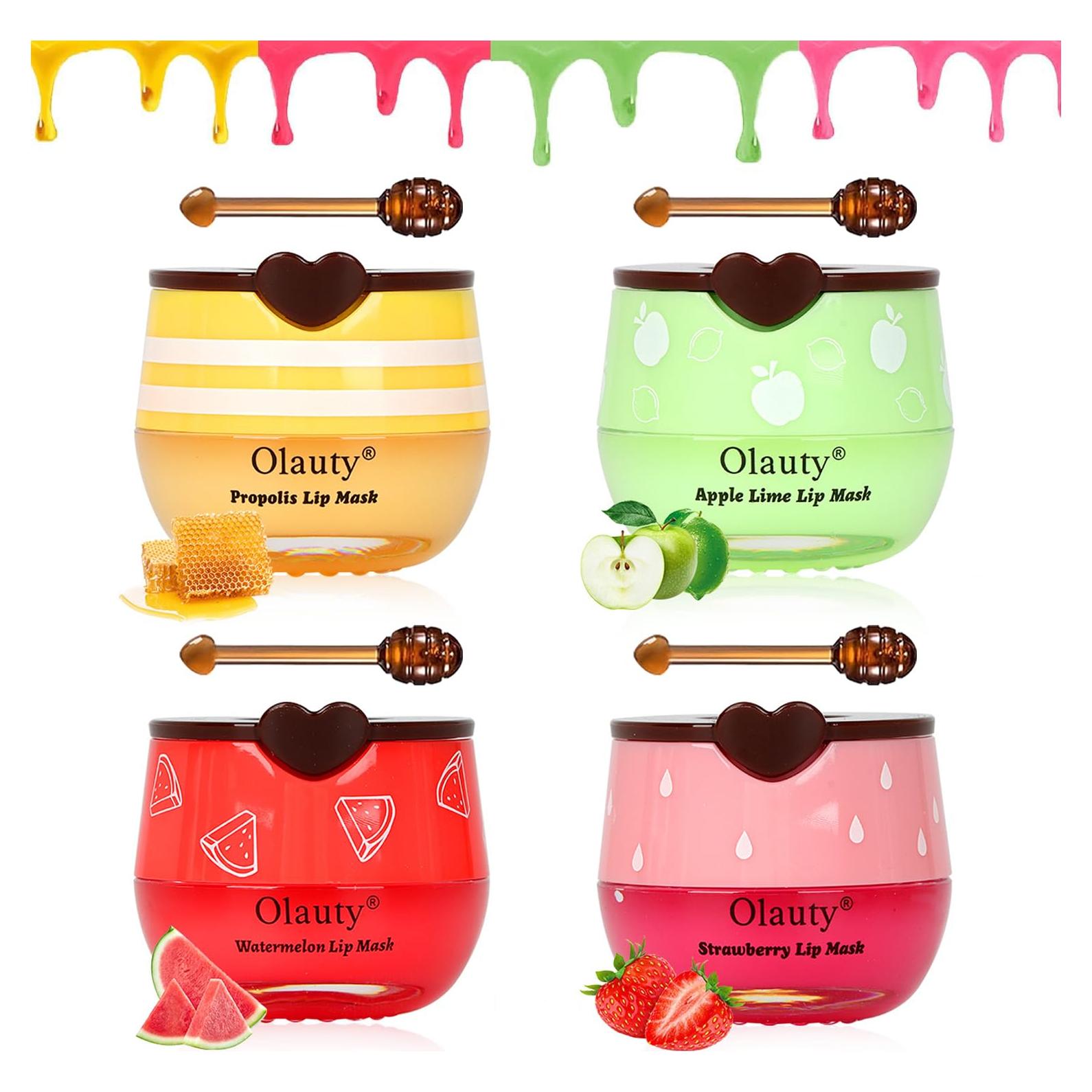 Mascarilla Labial Hidratante 4 PCS Lingyun - Miel, Fresa, Sandía, Manzana