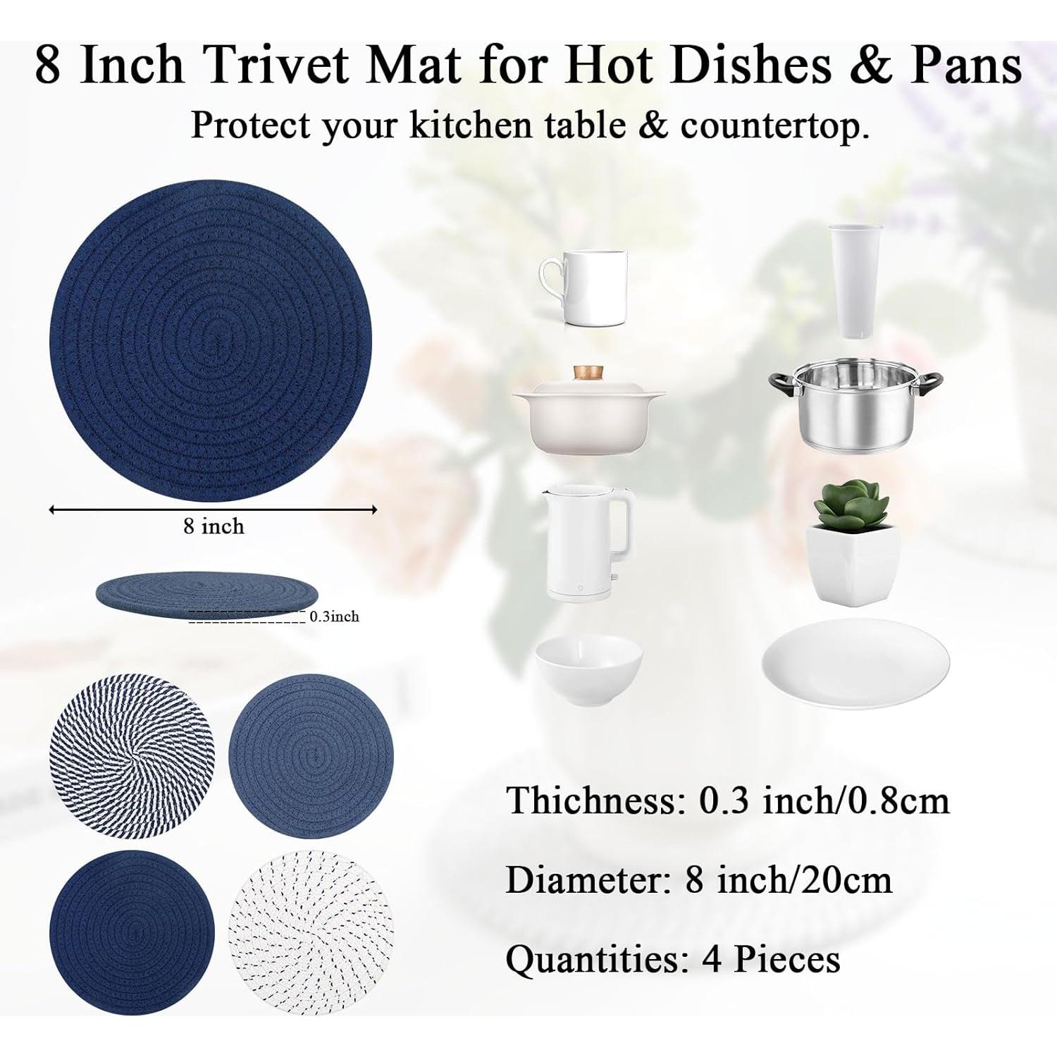 Trivetes de Algodón SHACOS 20.32 cm - 4 Piezas Azul