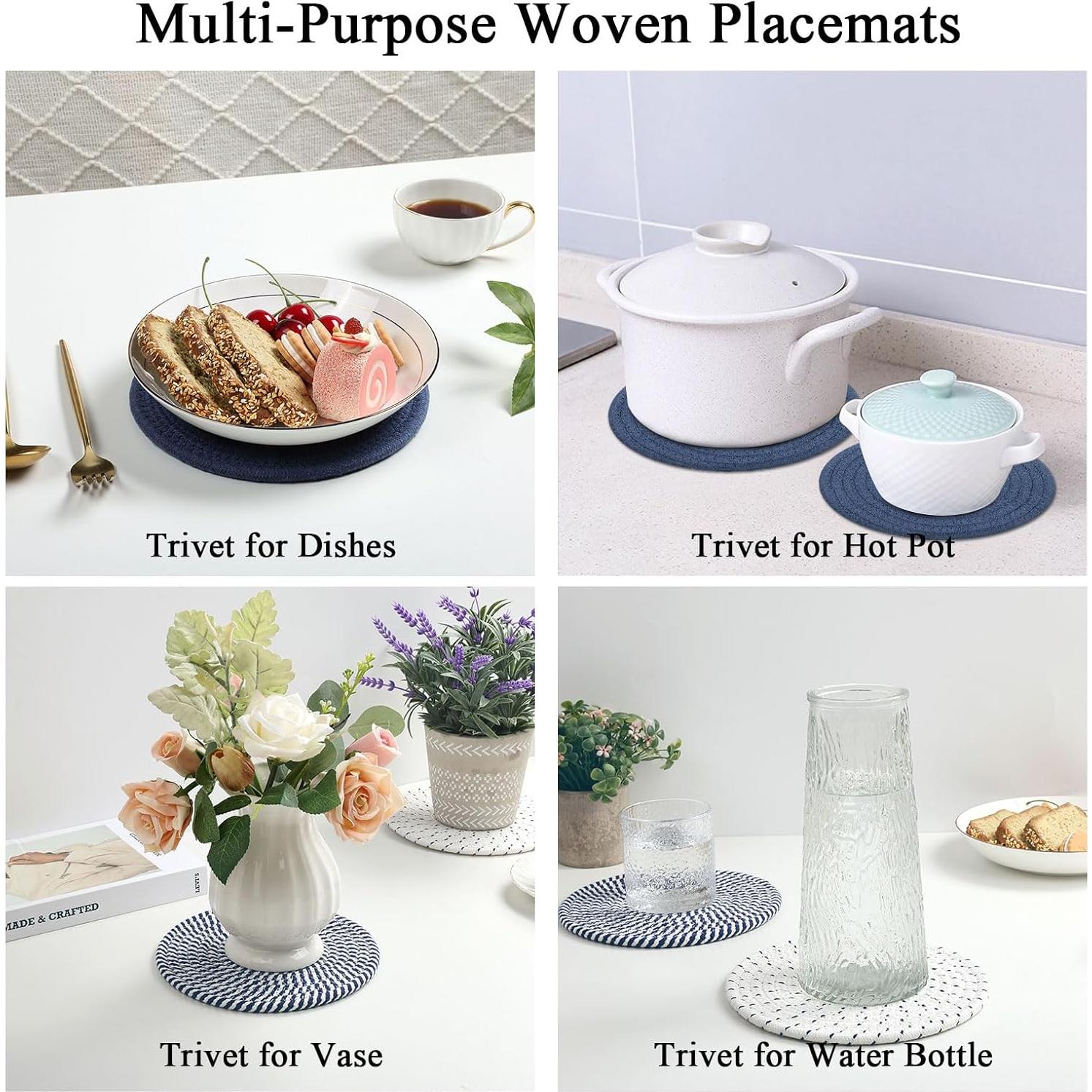 Trivetes de Algodón SHACOS 20.32 cm - 4 Piezas Azul