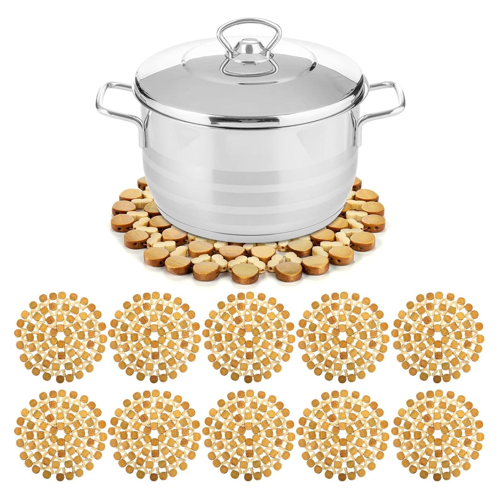 AVLA 10 Posavasos de Bambú Resistentes al Calor 21 cm