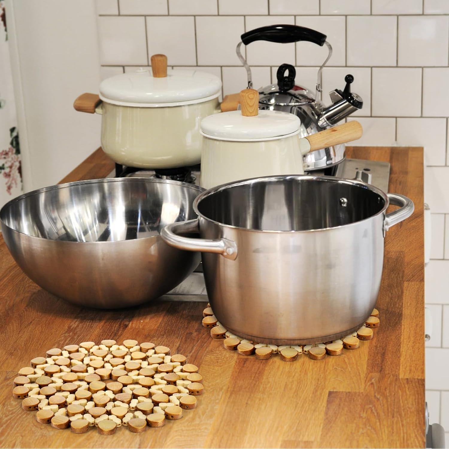 AVLA 10 Posavasos de Bambú Resistentes al Calor 21 cm