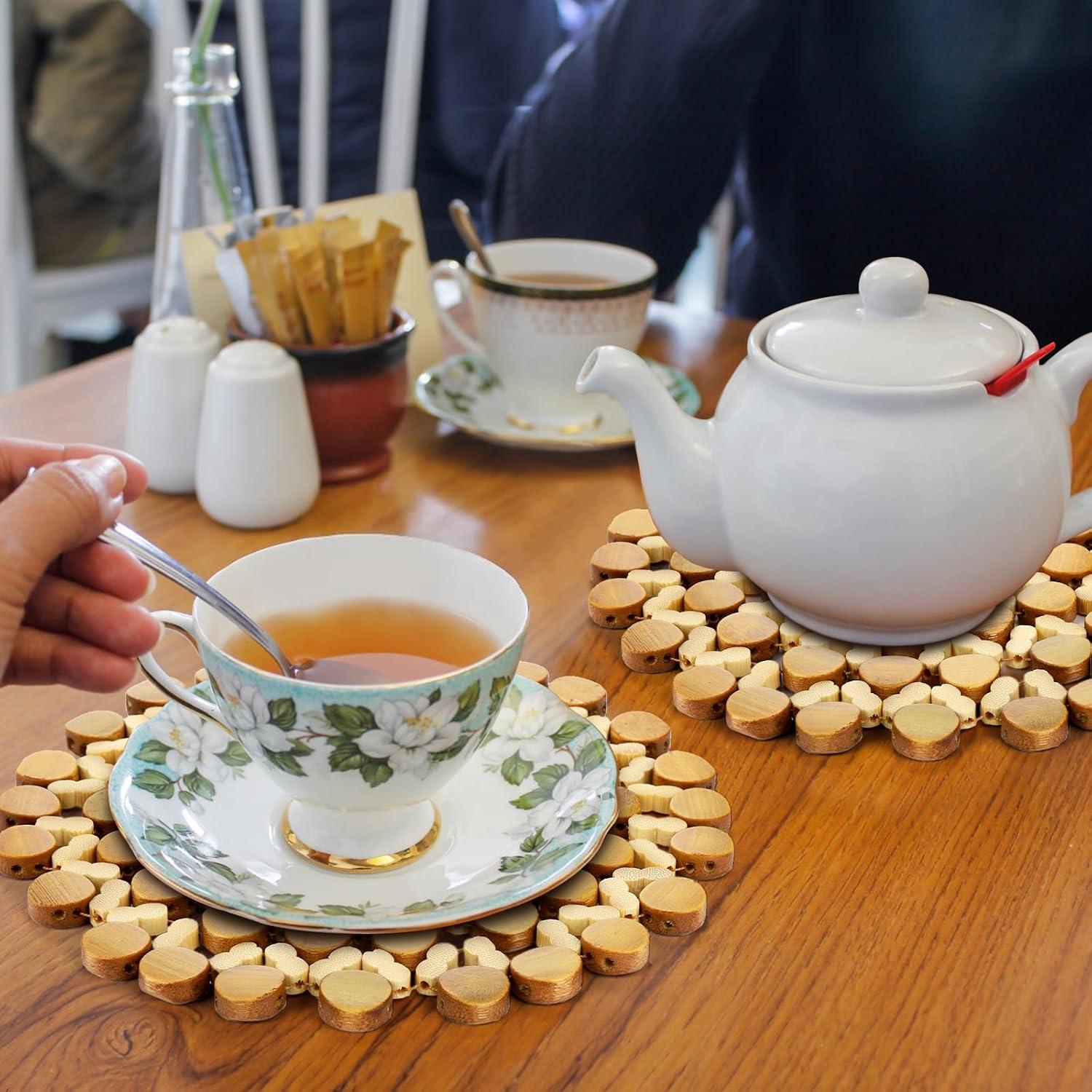 AVLA 10 Posavasos de Bambú Resistentes al Calor 21 cm