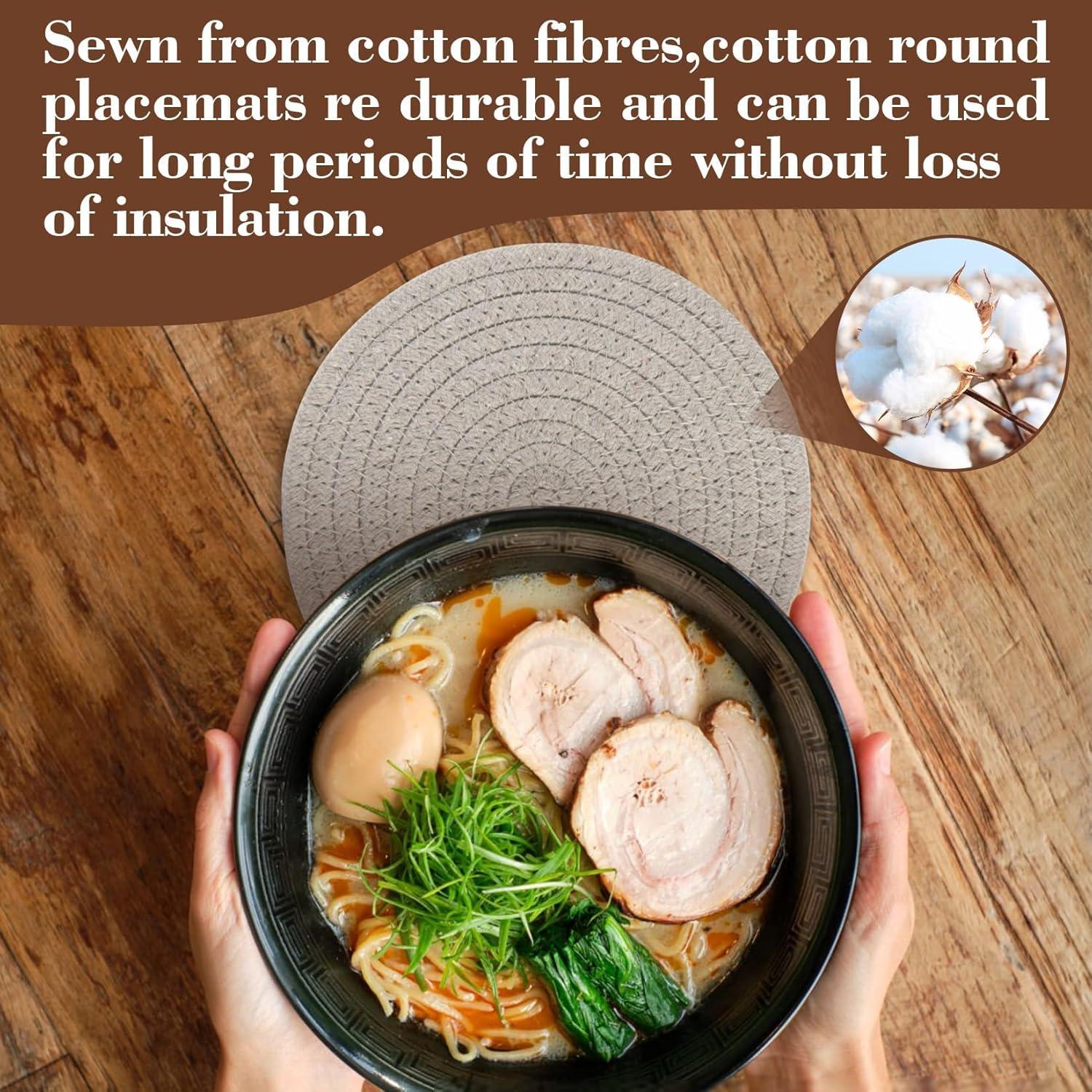 Juego de 3 Trivets Redondos Tejidos Algodón MAQIHAN 17.78 cm