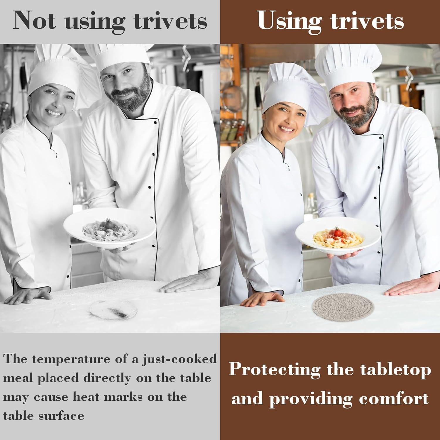 Juego de 3 Trivets Redondos Tejidos Algodón MAQIHAN 17.78 cm