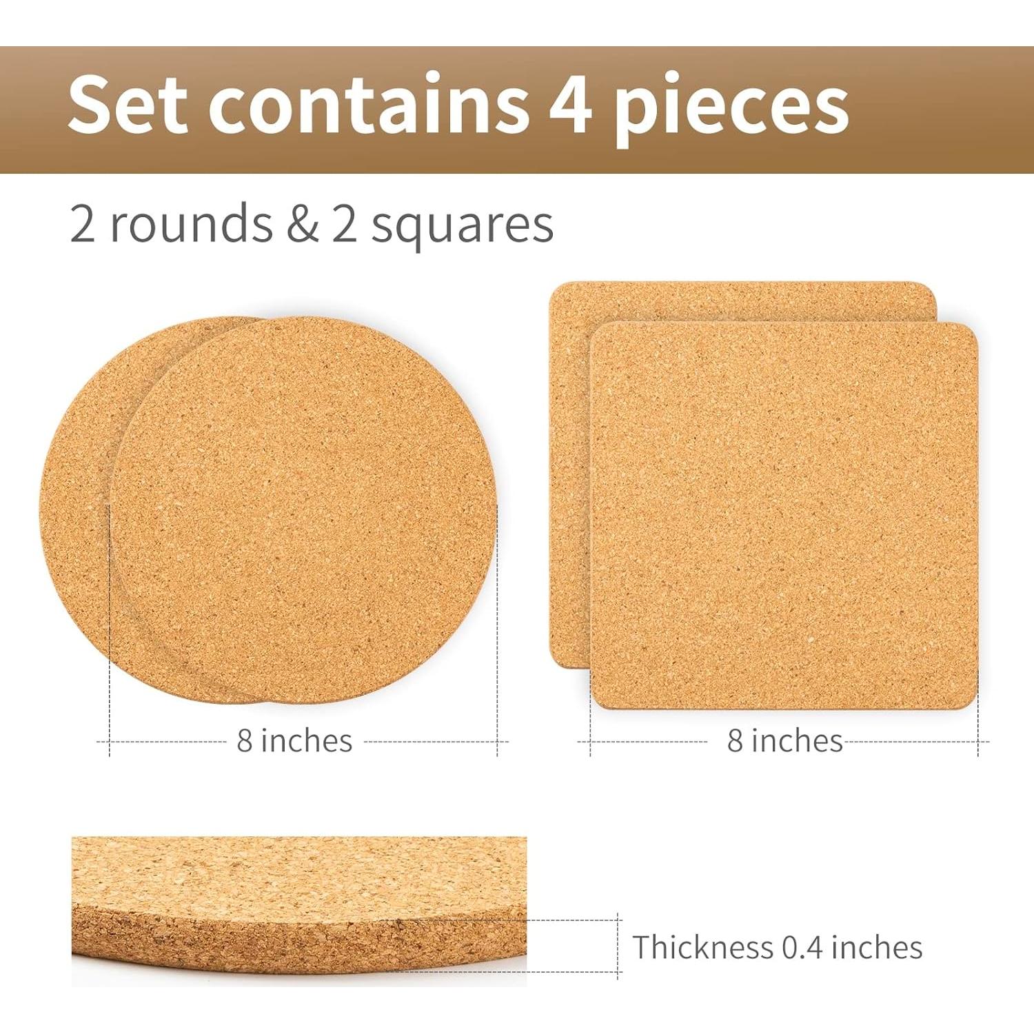 Trivetes de Corcho Cazzon 20.32 cm 4 Piezas Resistentes al Calor