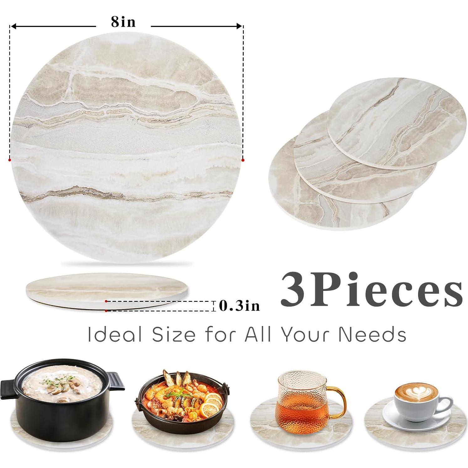 Set de Trivetes de Cerámica WDZZHOT 20.32 cm Mármol Amarillo