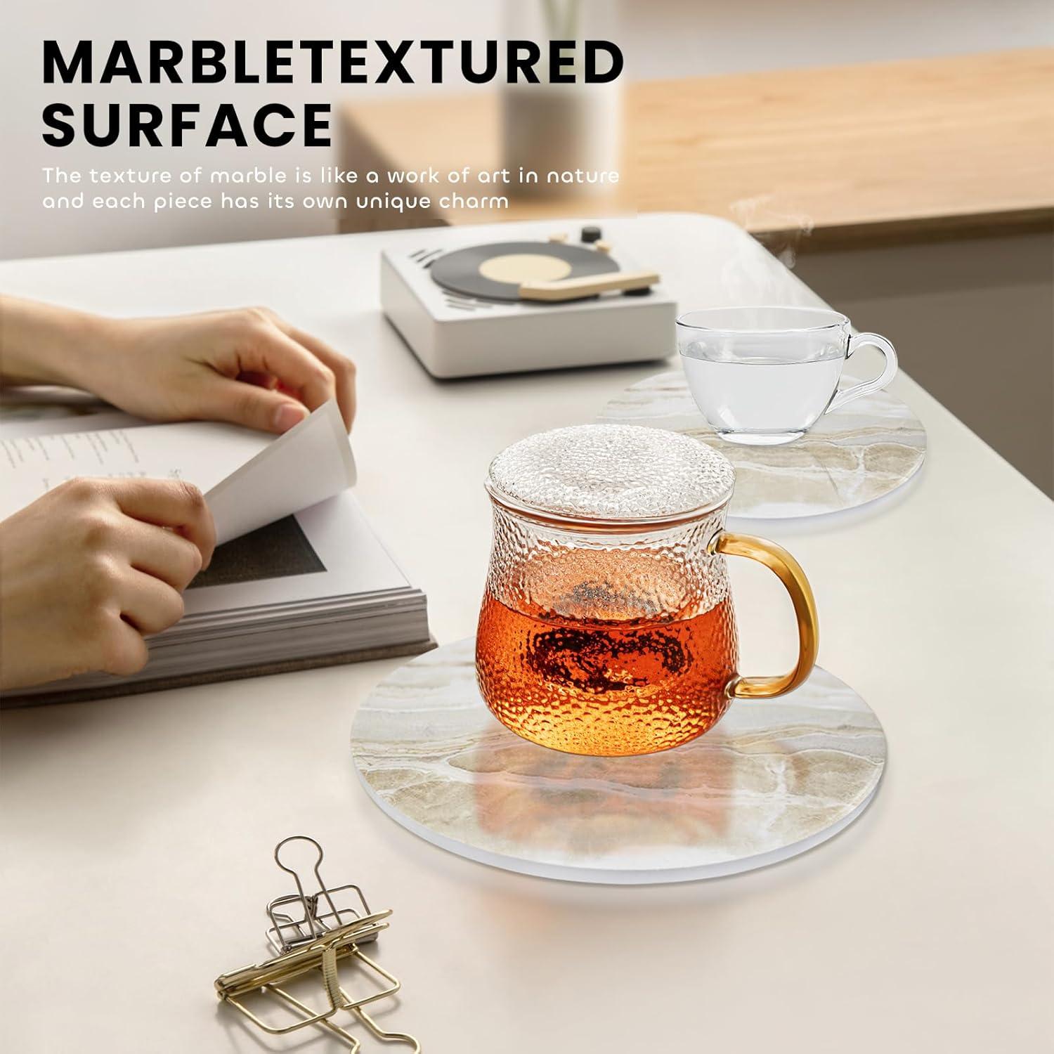 Set de Trivetes de Cerámica WDZZHOT 20.32 cm Mármol Amarillo