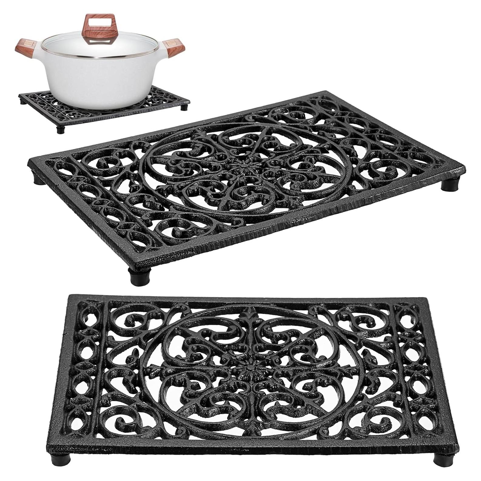 Trivet de Hierro Fundido Sumnacon 2 Piezas 24.4x16 cm Negro