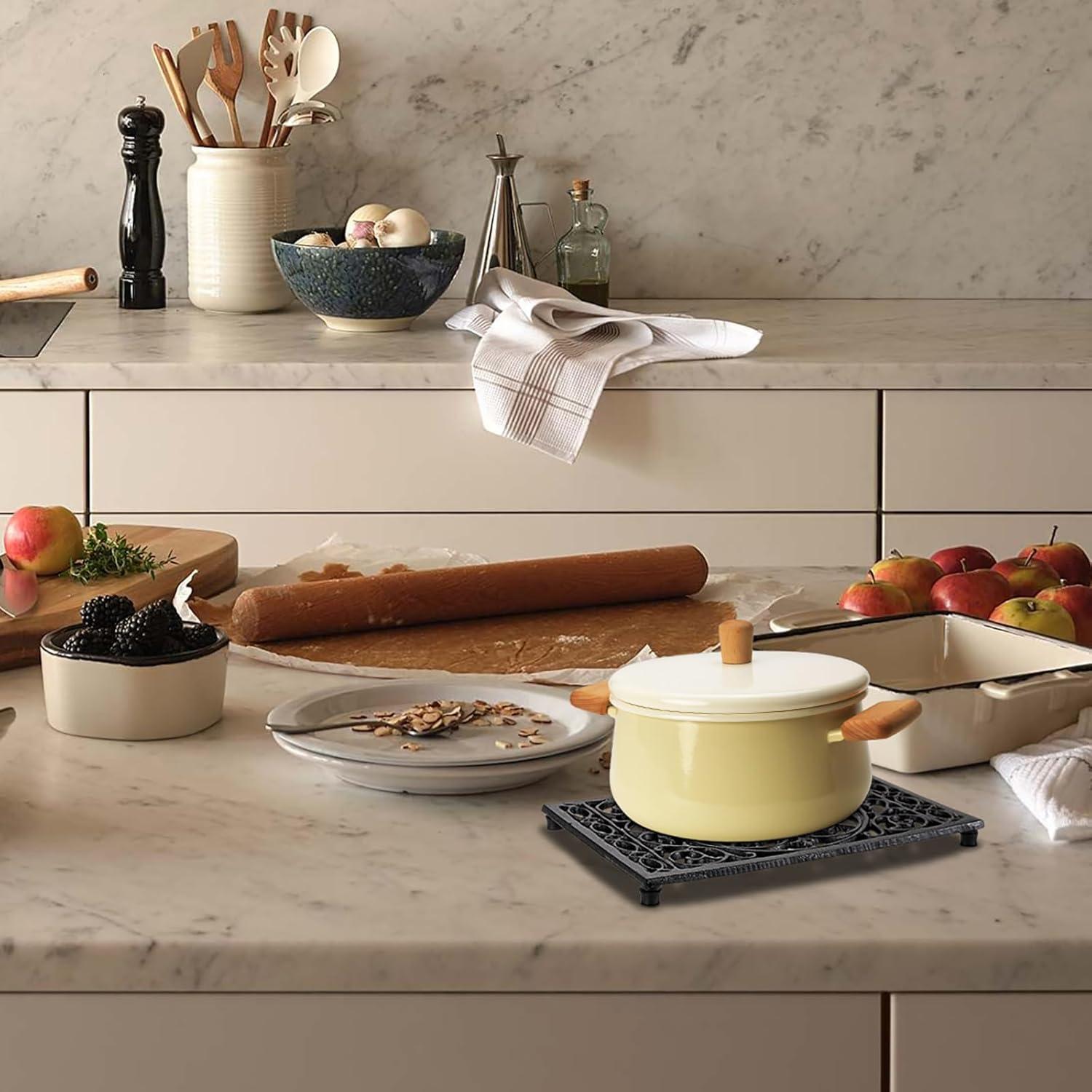 Trivet de Hierro Fundido Sumnacon 2 Piezas 24.4x16 cm Negro