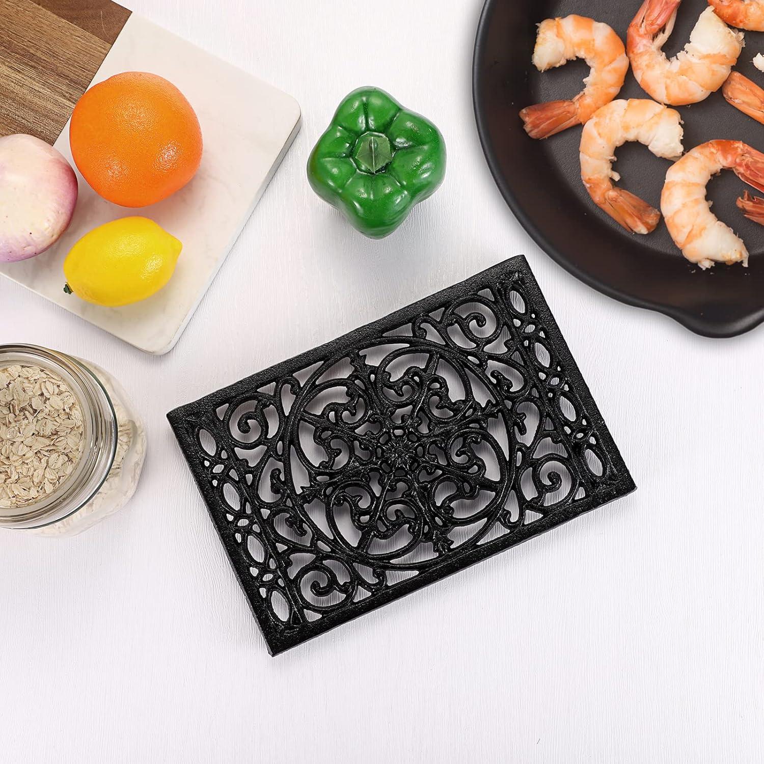 Trivet de Hierro Fundido Sumnacon 2 Piezas 24.4x16 cm Negro