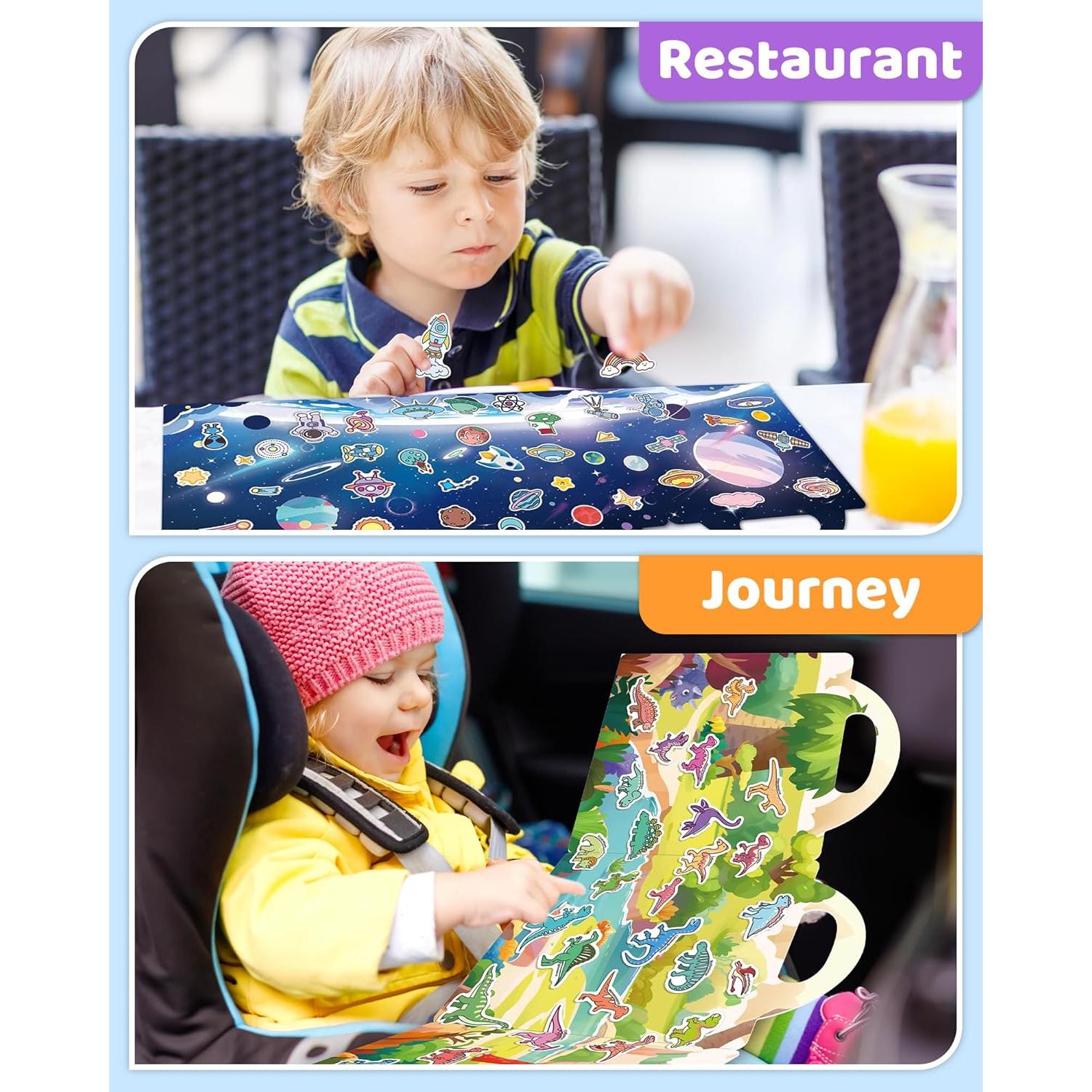 Libros de Pegatinas Reutilizables Benresive 2-4 Años - Dinosaurios