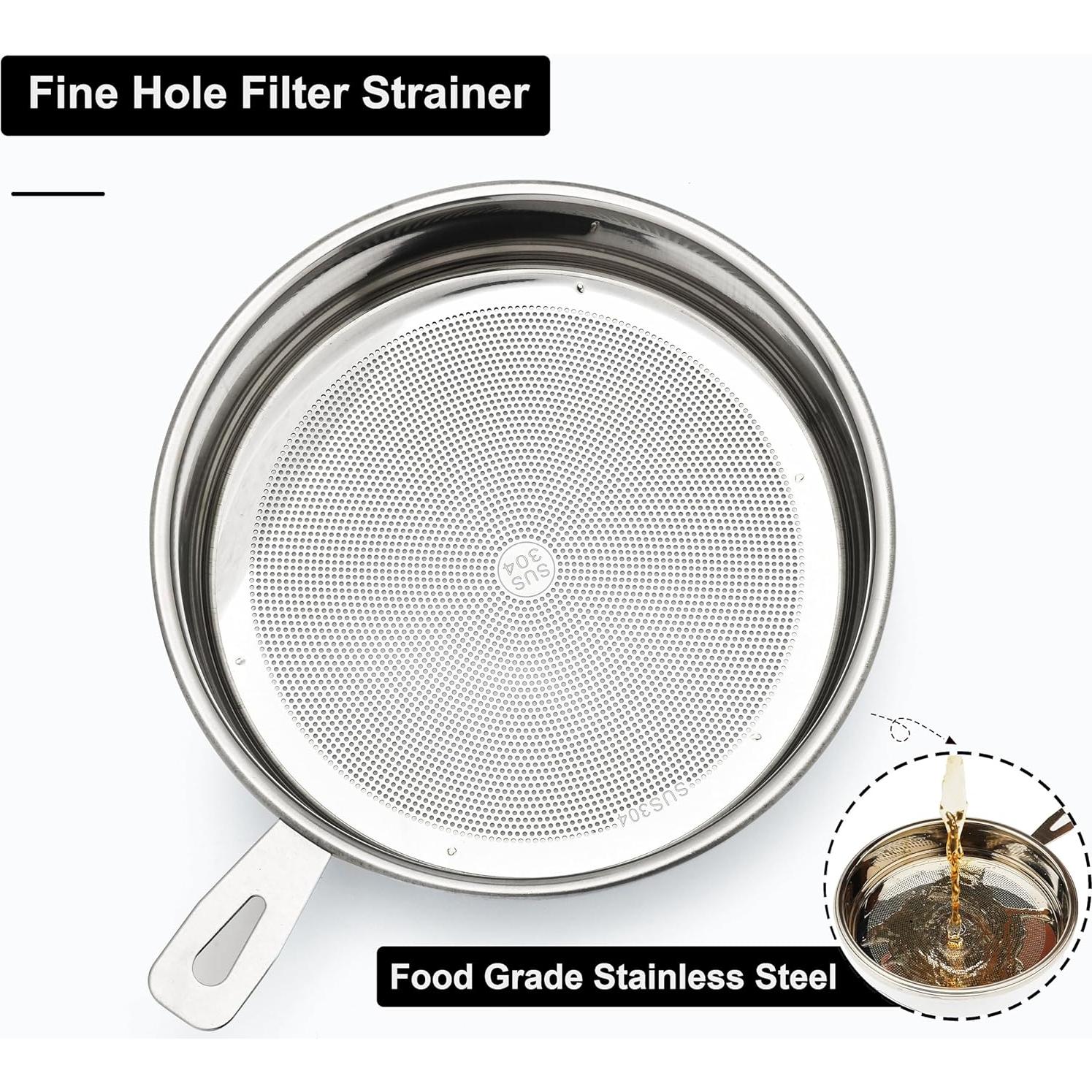 Contenedor de Grasa de Tocino 1.3L Blanco con Colador Acero Inoxidable