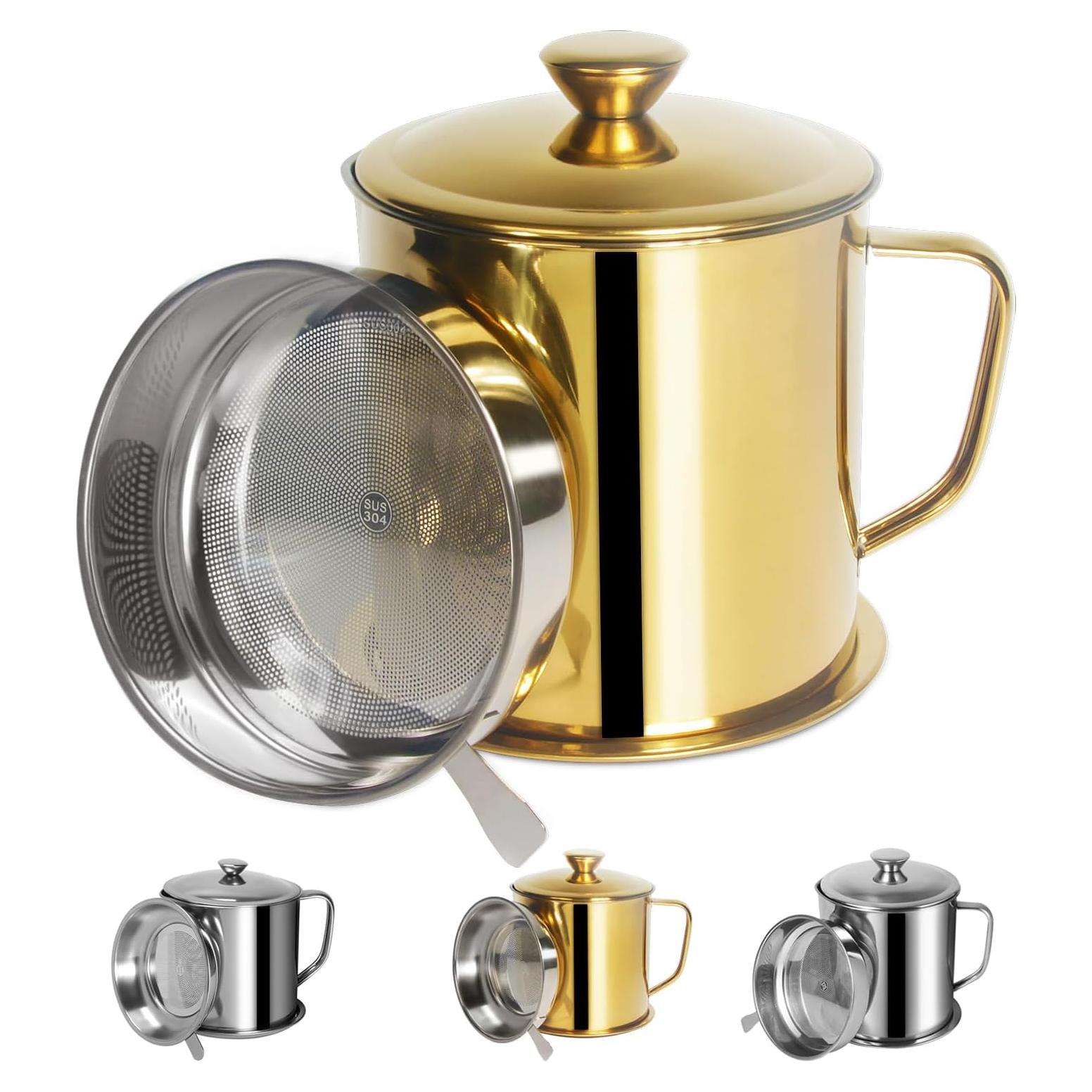 Contenedor de Grasa de Tocino Tellshun 1.8 L Acero Inoxidable