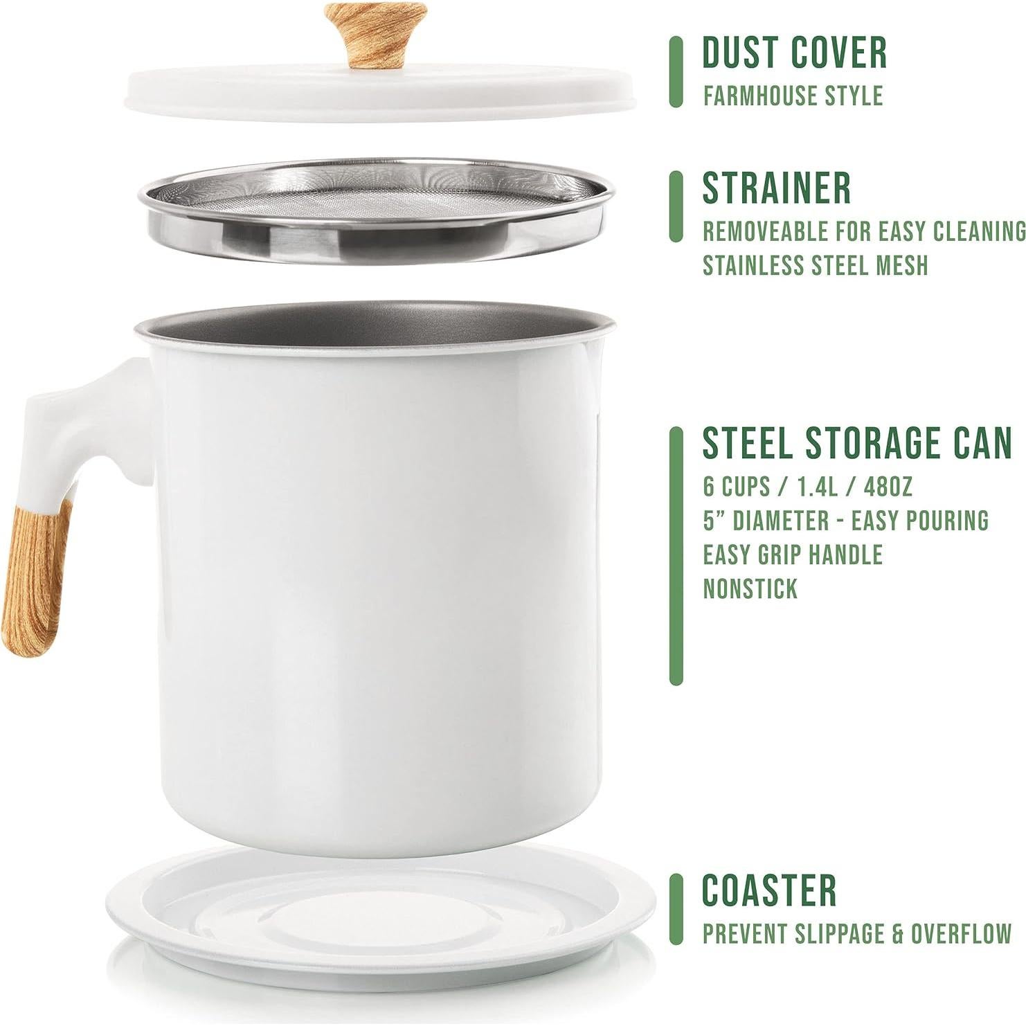 Contenedor de Grasa de Tocino MyMoon Home 1.4L con Colador