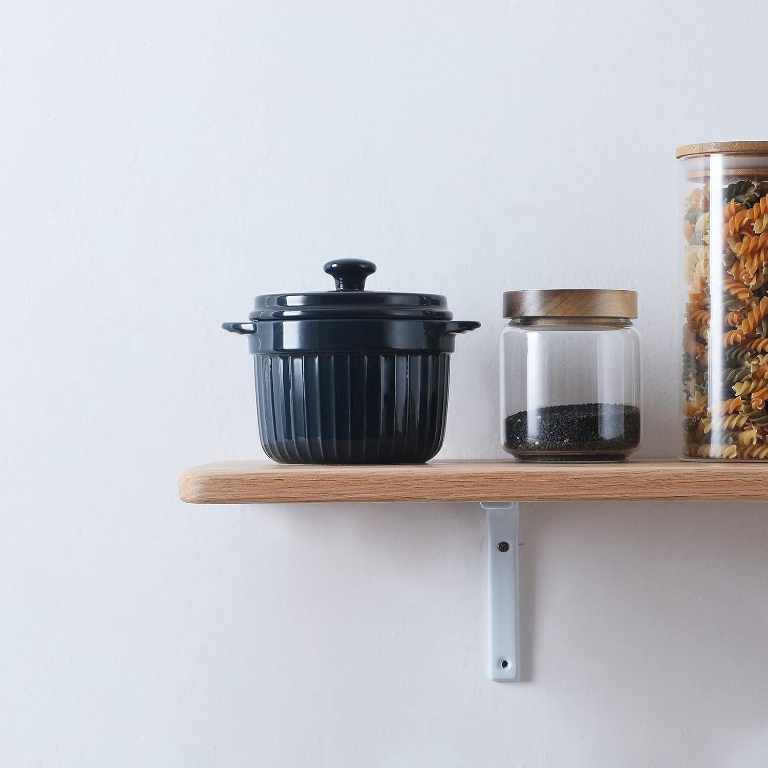 Contenedor de Grasa Cerámica ONTUBE 0.5L con Colador Azul Marino