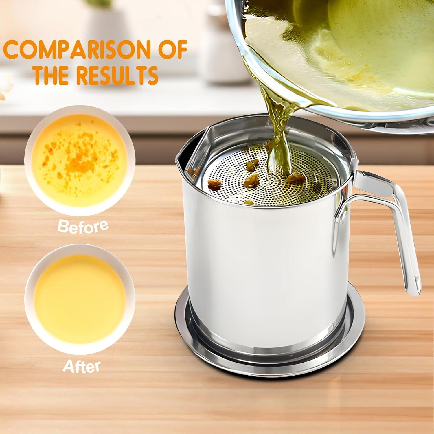 Contenedor de Grasa Chihee 2L Acero Inoxidable con Filtro