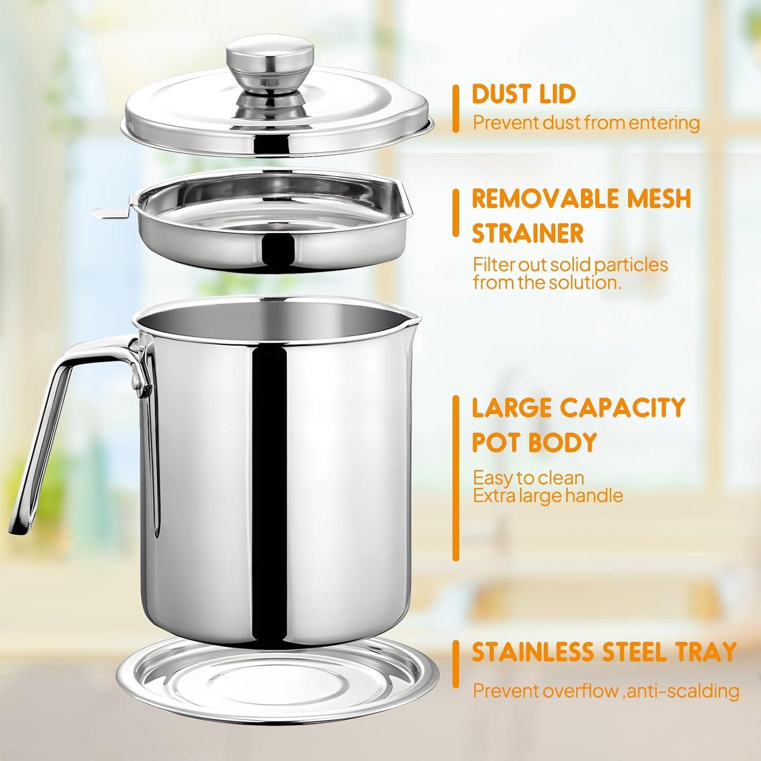 Contenedor de Grasa Chihee 2L Acero Inoxidable con Filtro