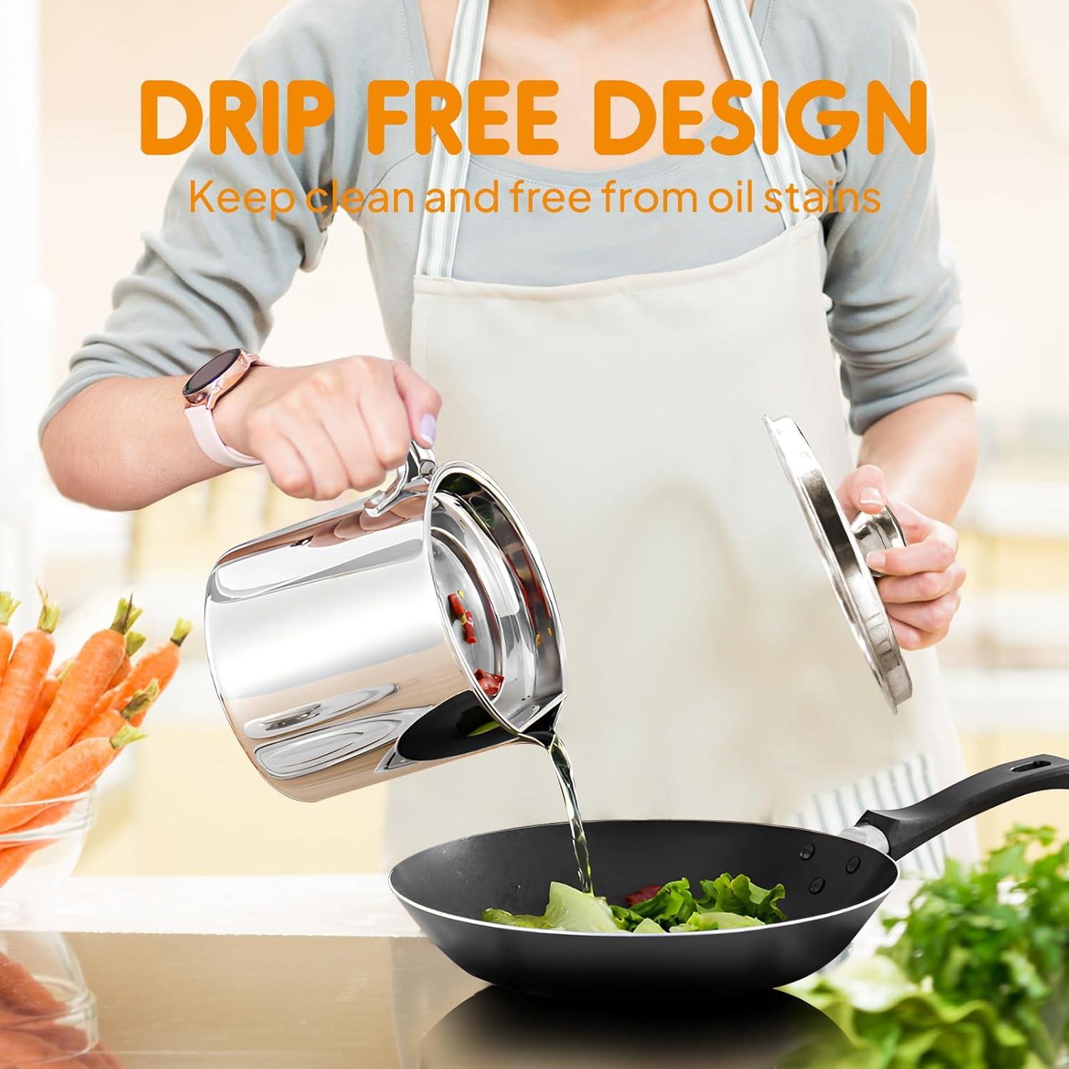 Contenedor de Grasa Chihee 2L Acero Inoxidable con Filtro