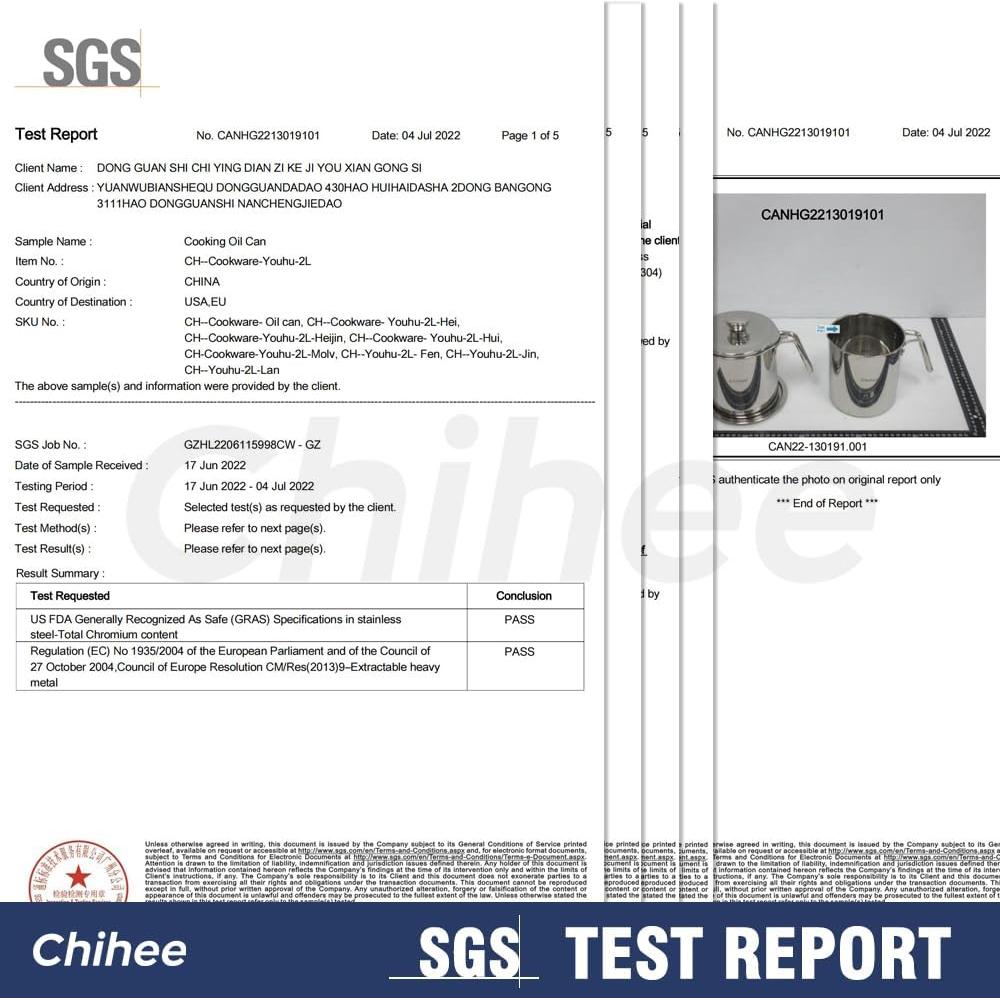 Contenedor de Grasa Chihee 2L Acero Inoxidable con Filtro