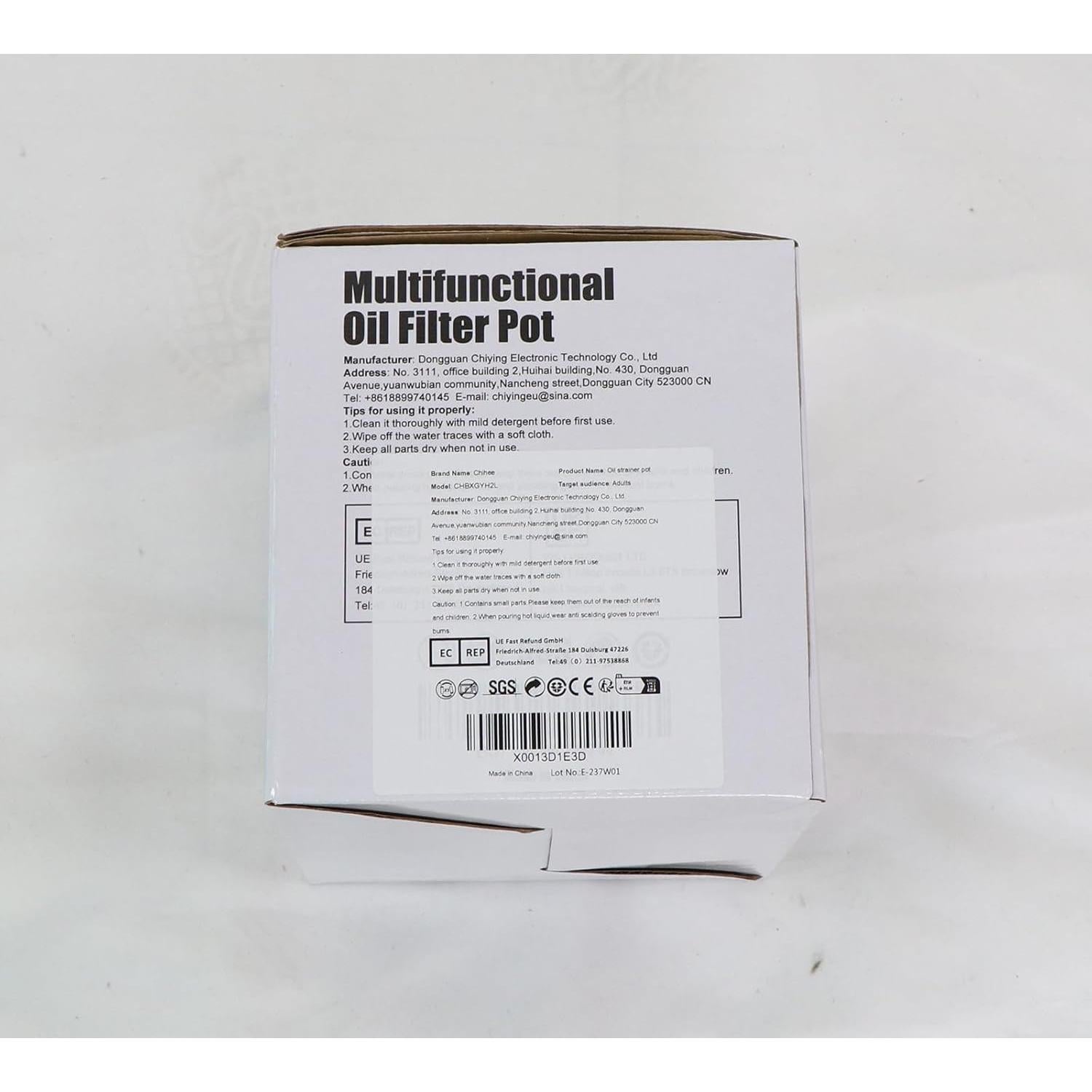 Contenedor de Grasa Chihee 2L Acero Inoxidable con Filtro