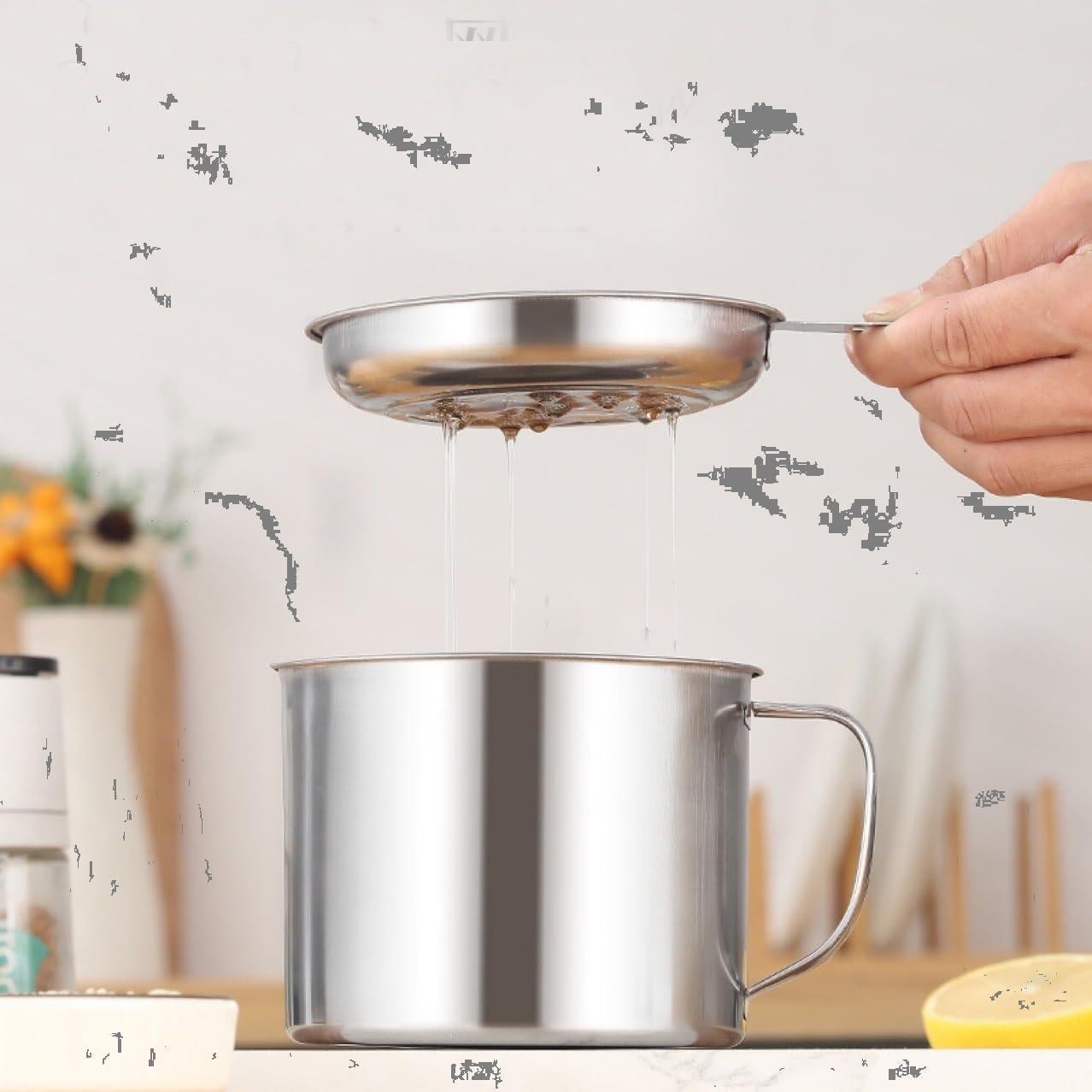 Contenedor de Grasa YYJINGYOU 1.3L Acero Inoxidable con Colador