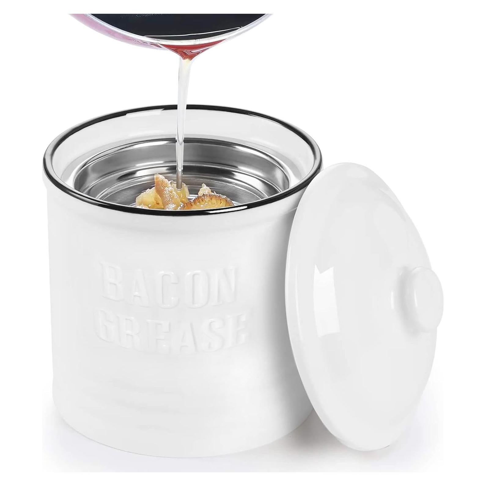 Contenedor de Grasa Cerámica ONTUBE 1L con Colador Acero Inoxidable