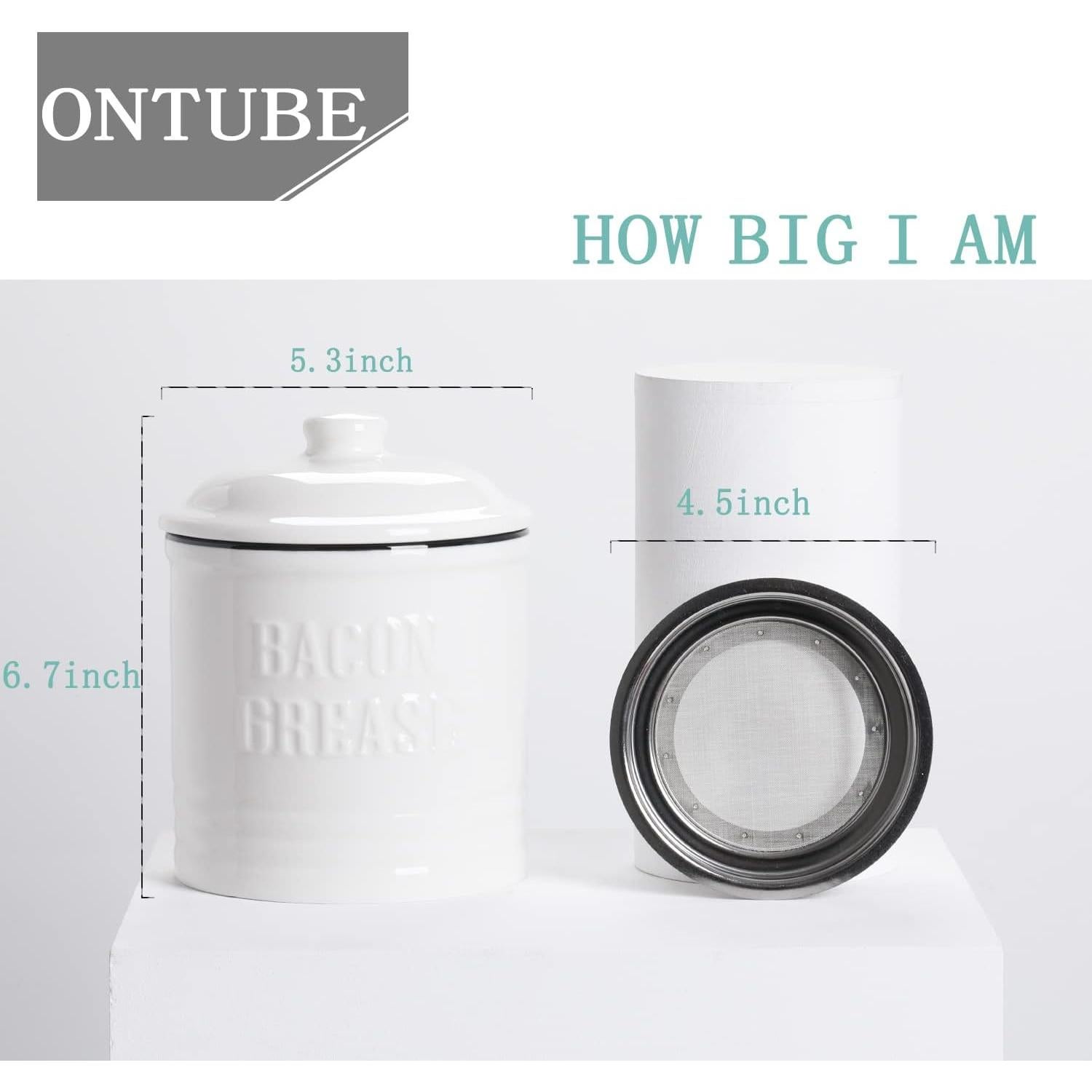 Contenedor de Grasa Cerámica ONTUBE 1L con Colador Acero Inoxidable