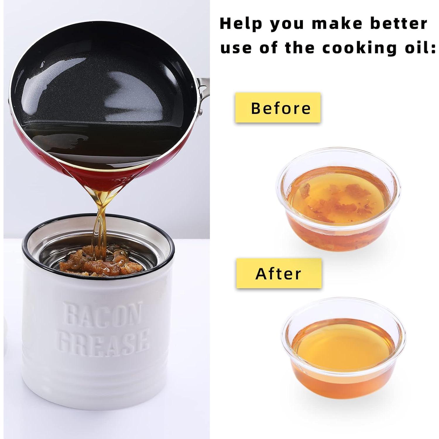 Contenedor de Grasa Cerámica ONTUBE 1L con Colador Acero Inoxidable