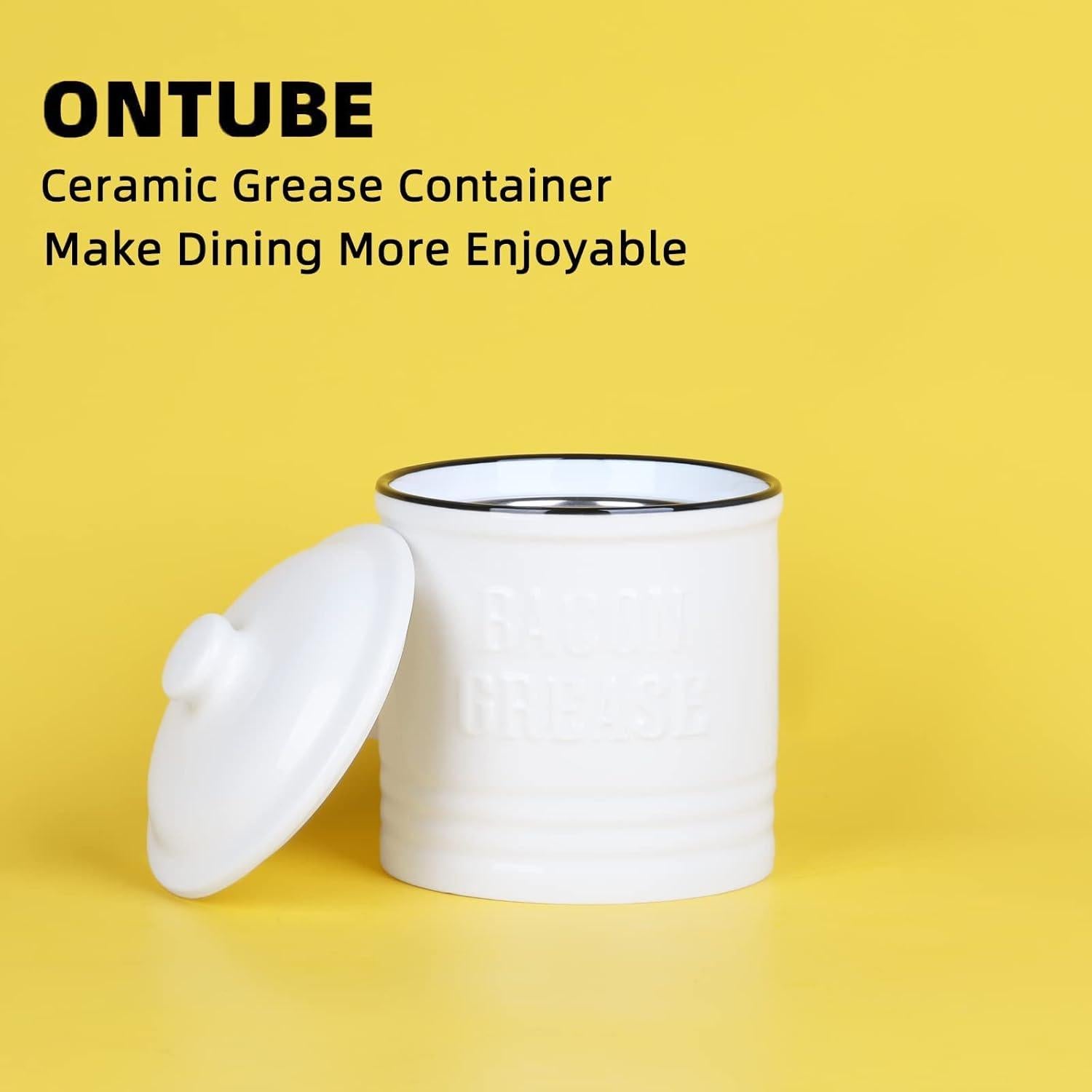 Contenedor de Grasa Cerámica ONTUBE 1L con Colador Acero Inoxidable